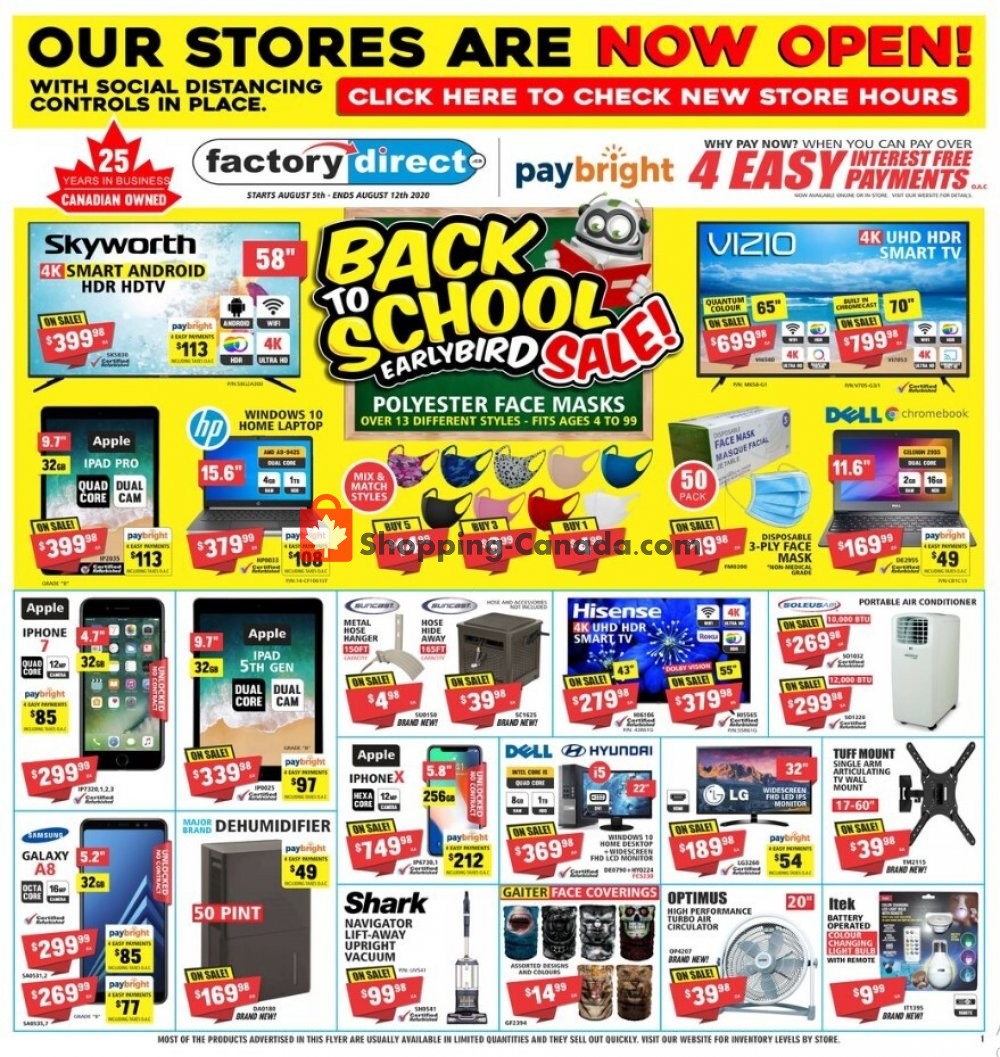 Factorydirect.ca flyer from Wednesday August 5, 2020 to Wednesday August 12, 2020 - page 1