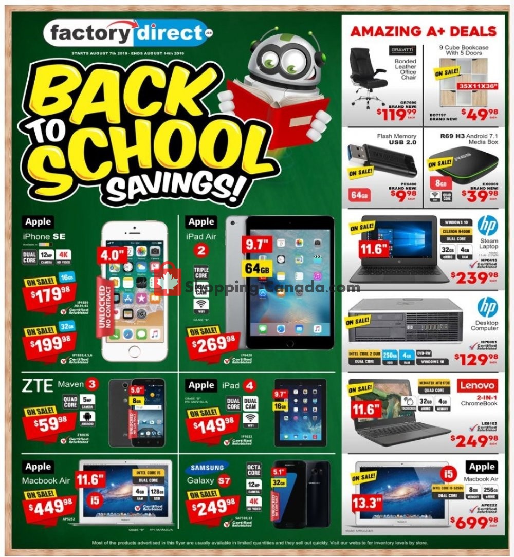 Factorydirect.ca flyer from Wednesday August 7, 2019 to Wednesday August 14, 2019 - page 1