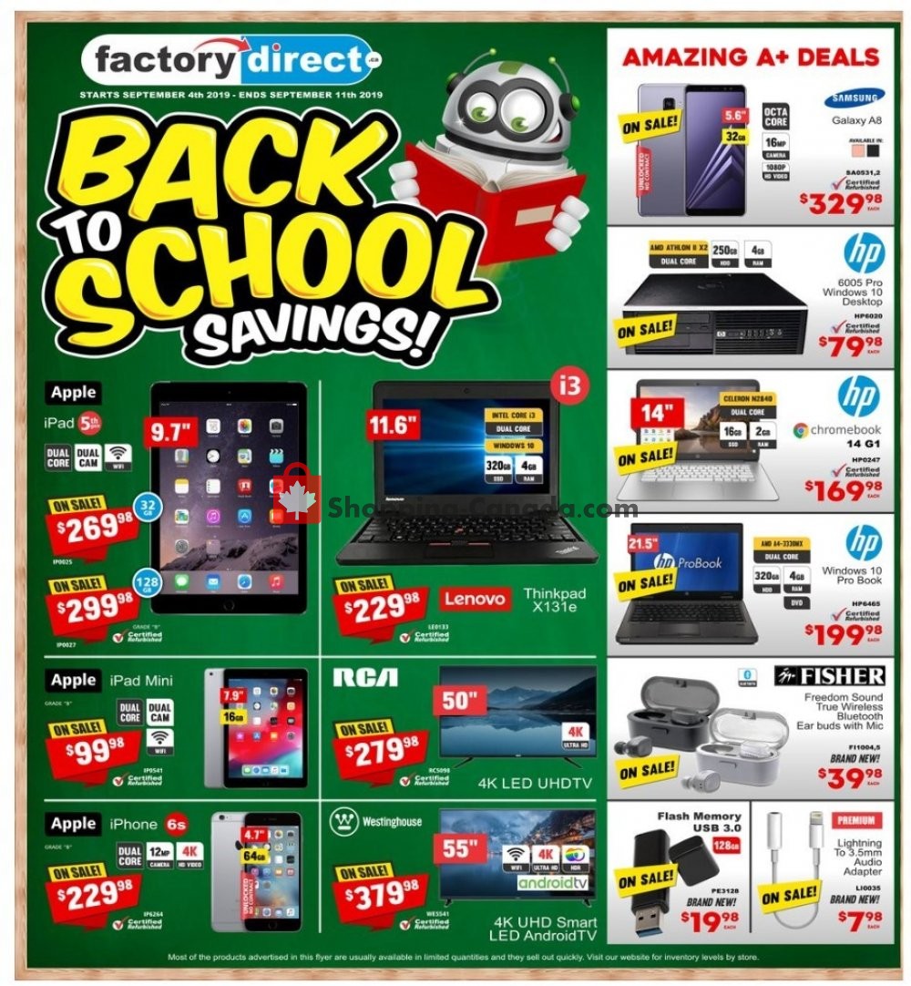 Factorydirect.ca flyer from Wednesday September 4, 2019 to Wednesday September 11, 2019 - page 1