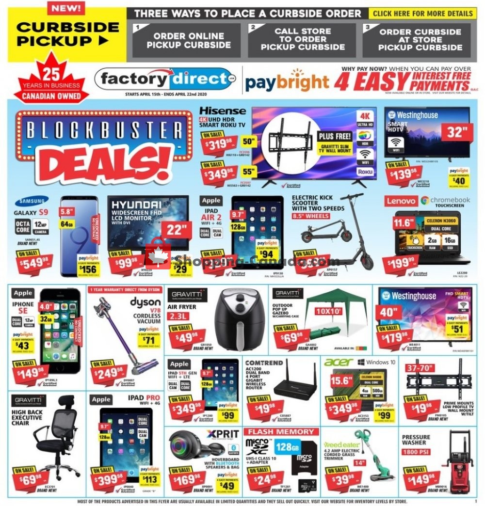 Factorydirect.ca Canada, flyer (Blockbuster Deals) April 15 April