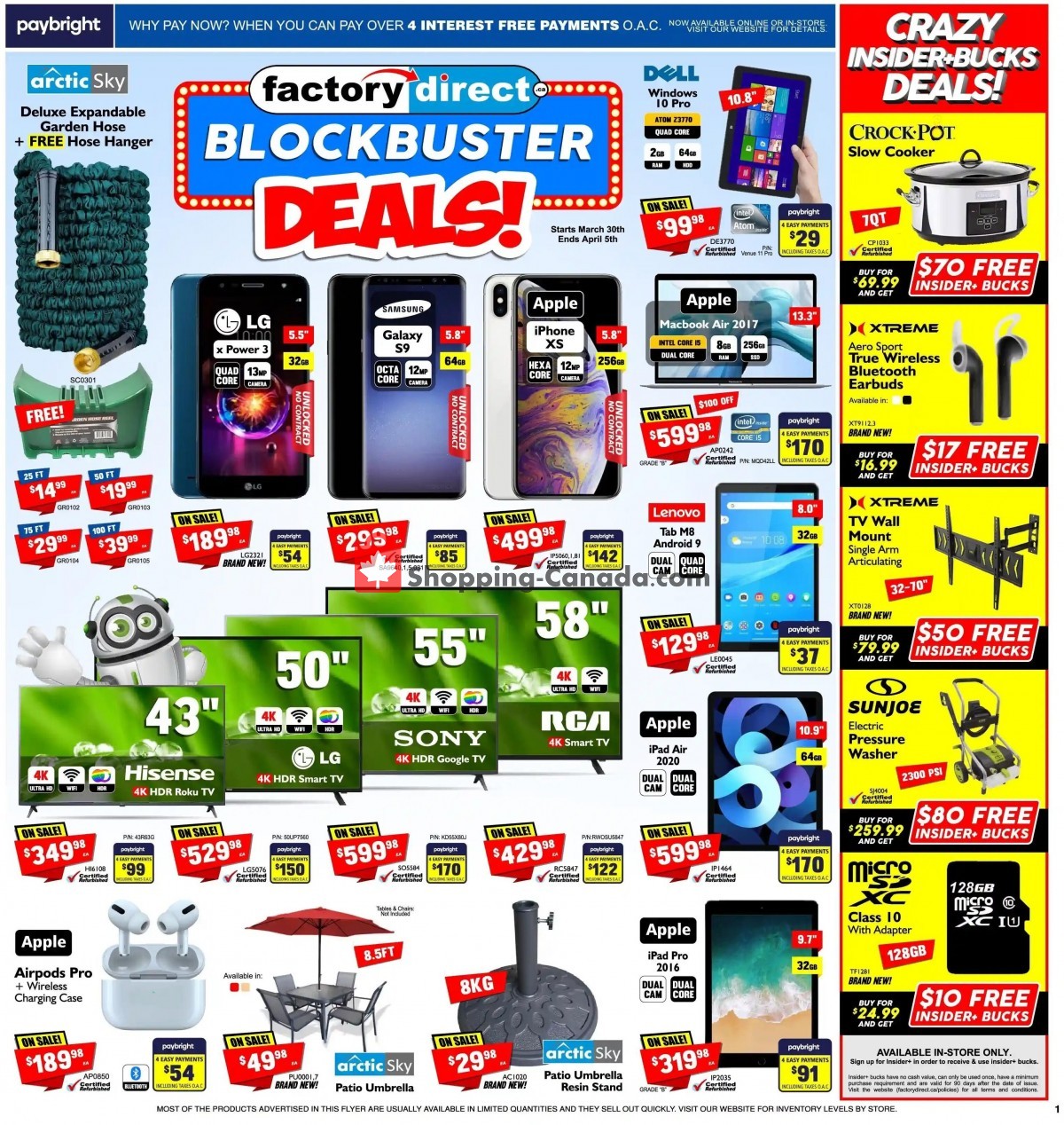 Factorydirect.ca Canada, flyer (Blockbuster Deals) March 30 April