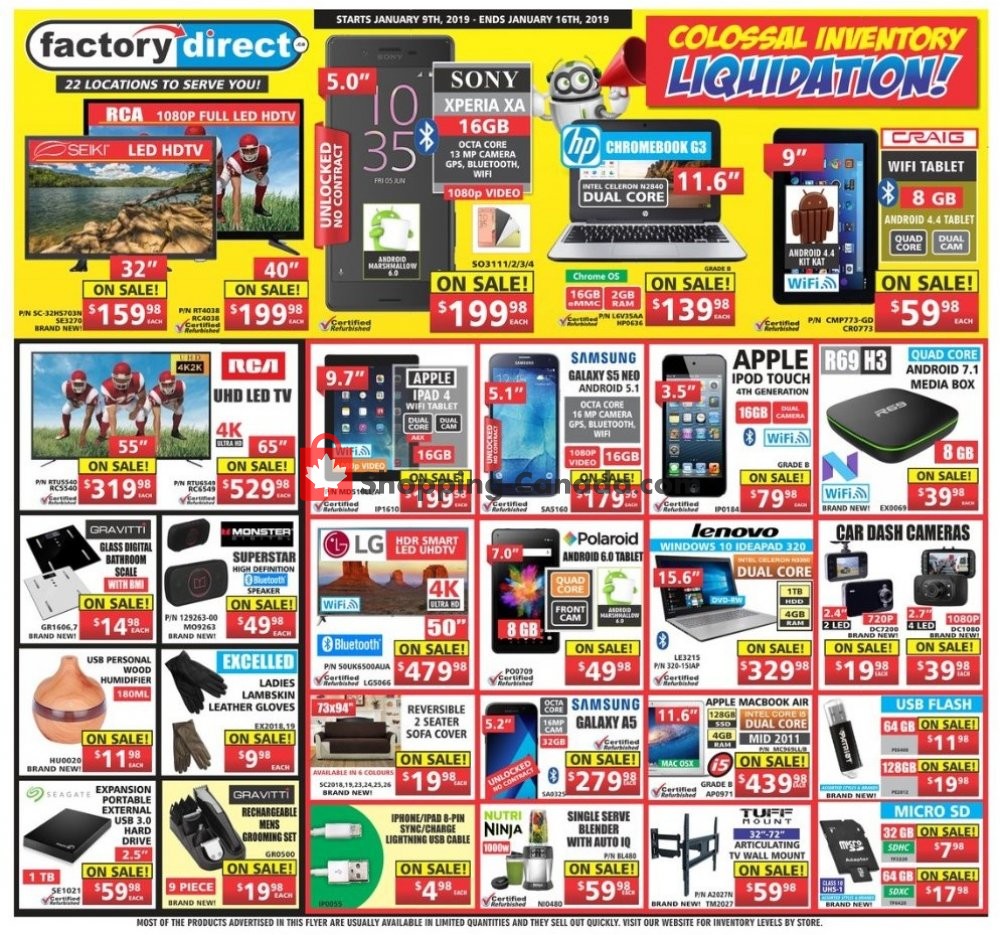 Factorydirect.ca flyer from Wednesday January 9, 2019 to Wednesday January 16, 2019 - page 1