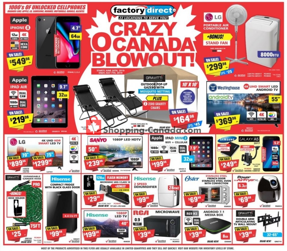 Factorydirect.ca flyer from Wednesday June 26, 2019 to Sunday July 7, 2019 - page 1
