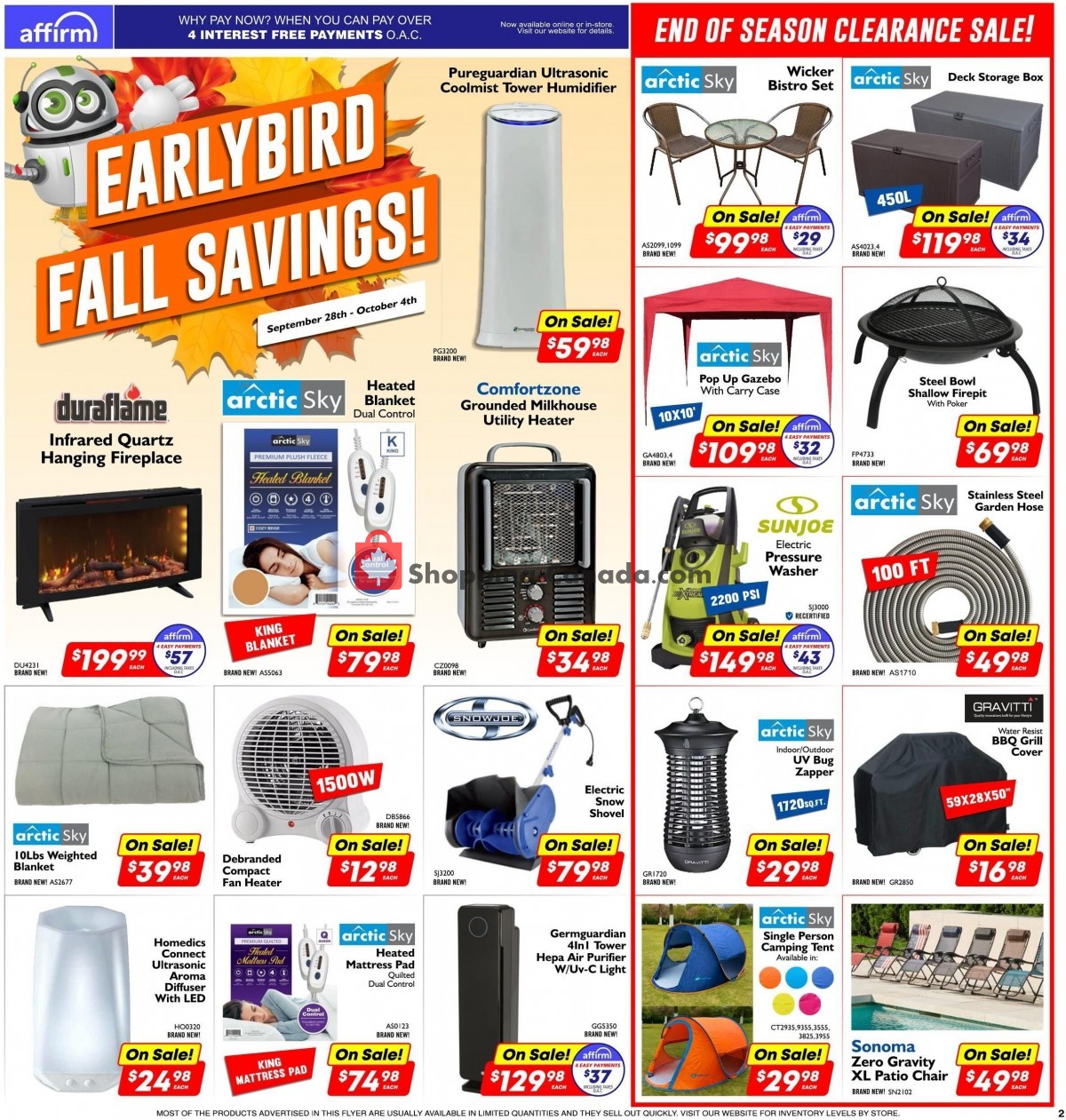 Factorydirect.ca Canada, flyer (Earlybird Fall Savings) September 28