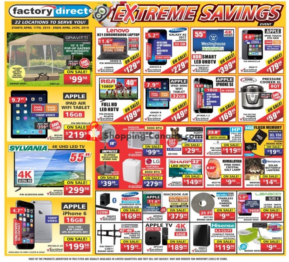 Factorydirect.ca flyer from Wednesday April 17, 2019 to Wednesday April 24, 2019 - page 1