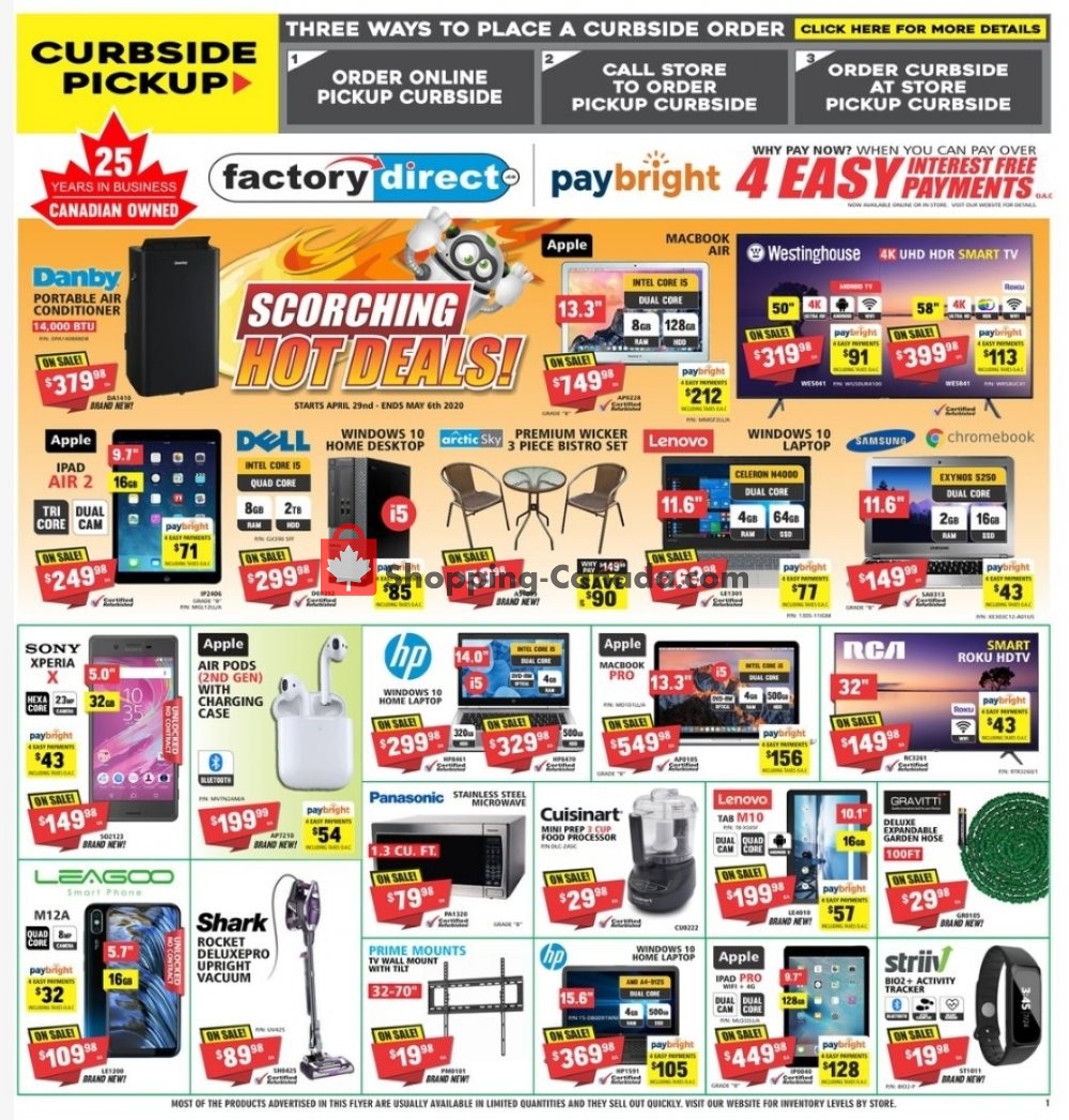 Factorydirect.ca flyer from Wednesday April 29, 2020 to Wednesday May 6, 2020 - page 1