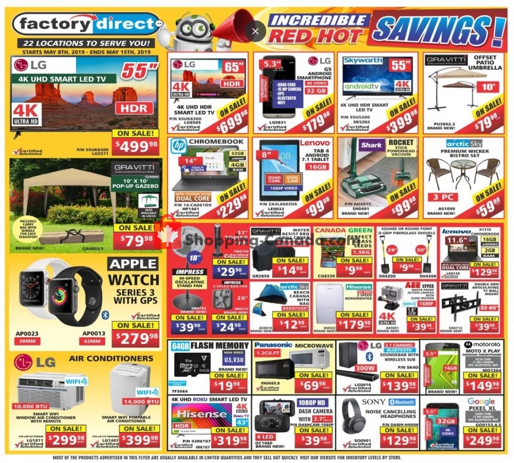 Factorydirect.ca flyer from Wednesday May 8, 2019 to Wednesday May 15, 2019 - page 1