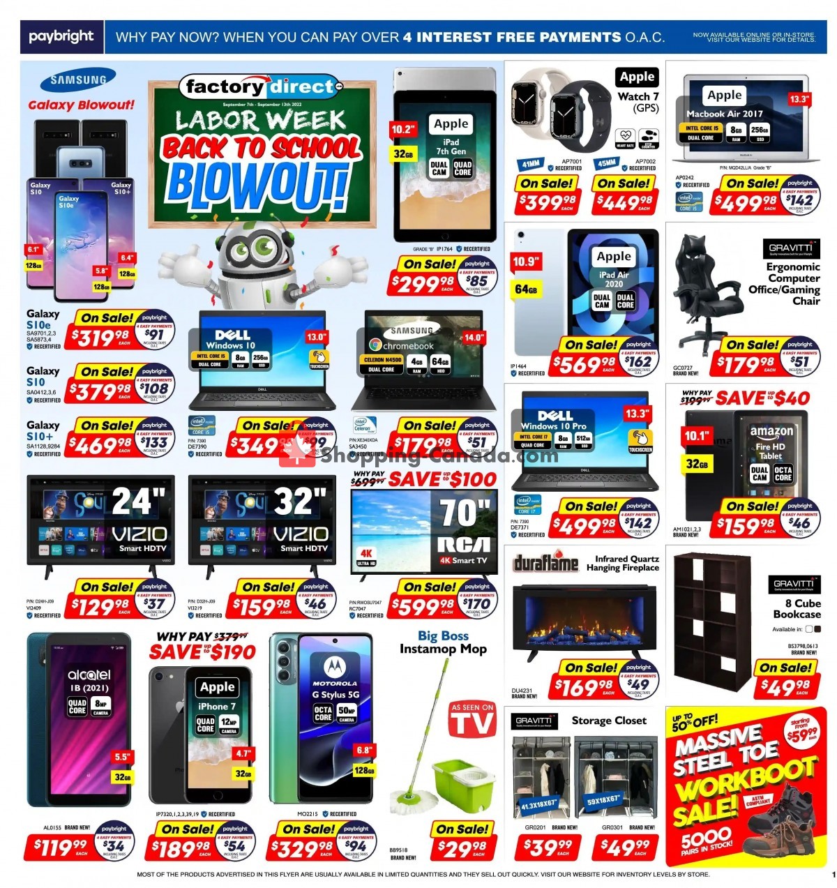 Factorydirect.ca Canada, flyer (Labor Week Back To School Blowout