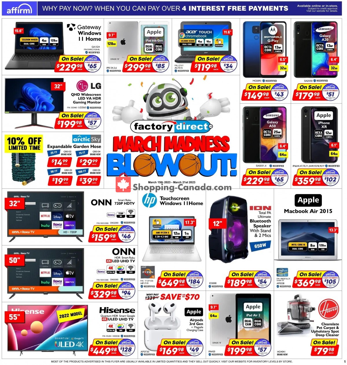 Factorydirect.ca Canada, flyer (March Madness Blowout) March 15 March 21, 2023 Shopping