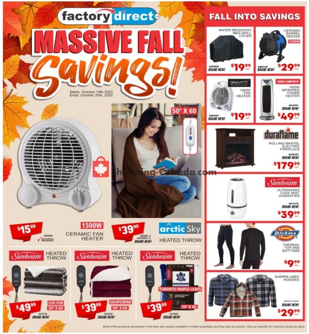 Factorydirect.ca flyer from Wednesday October 14, 2020 to Tuesday October 20, 2020 - page 1