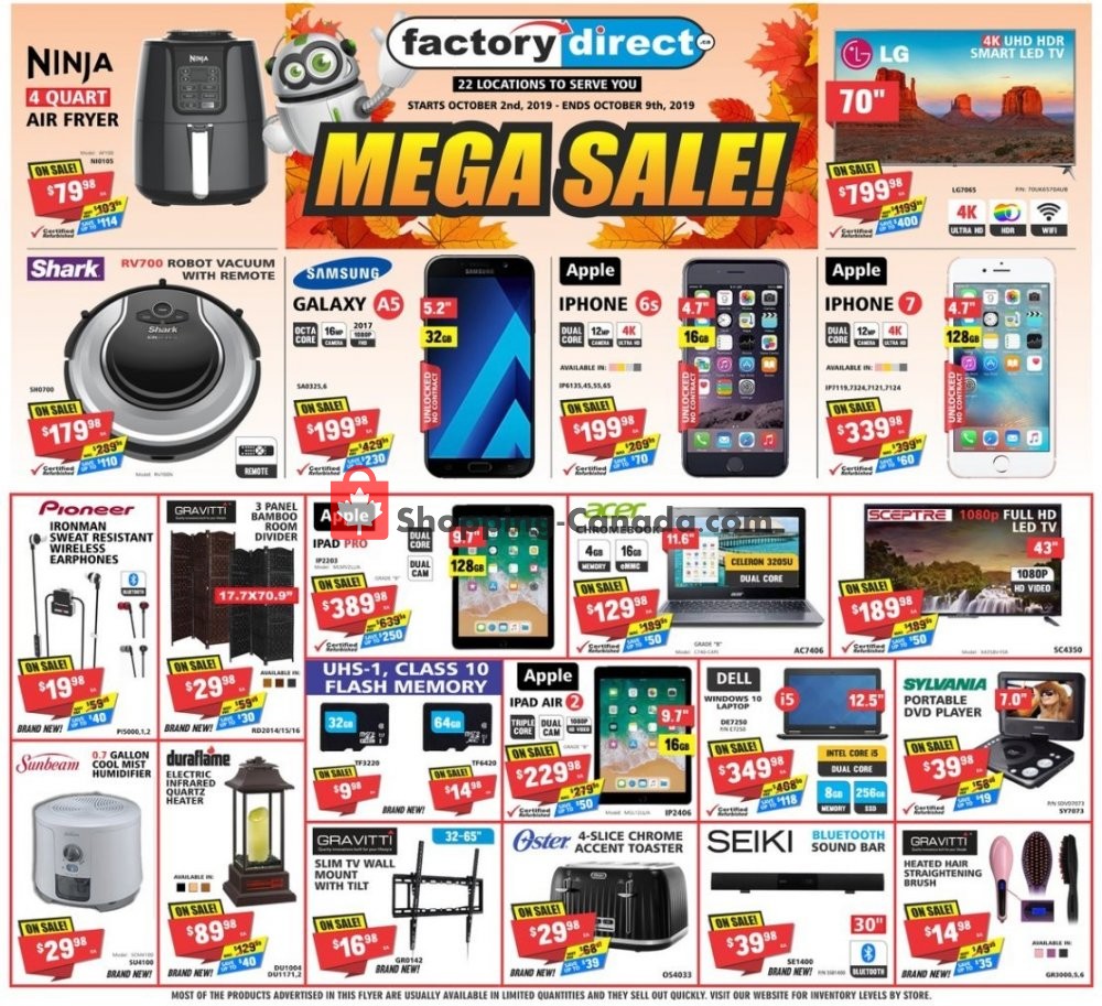 Factorydirect.ca flyer from Wednesday October 2, 2019 to Wednesday October 9, 2019 - page 1
