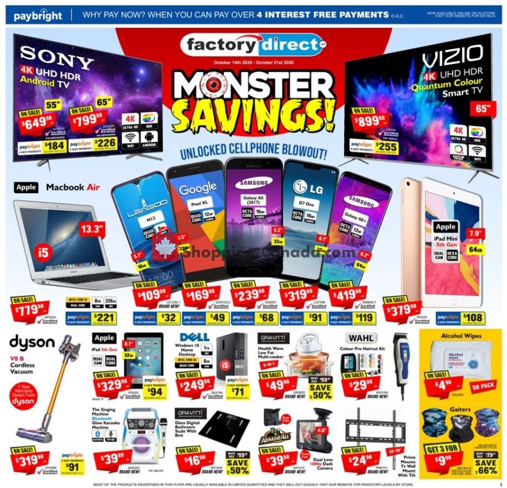 Factorydirect.ca Canada, flyer (Monster Savings) October 14