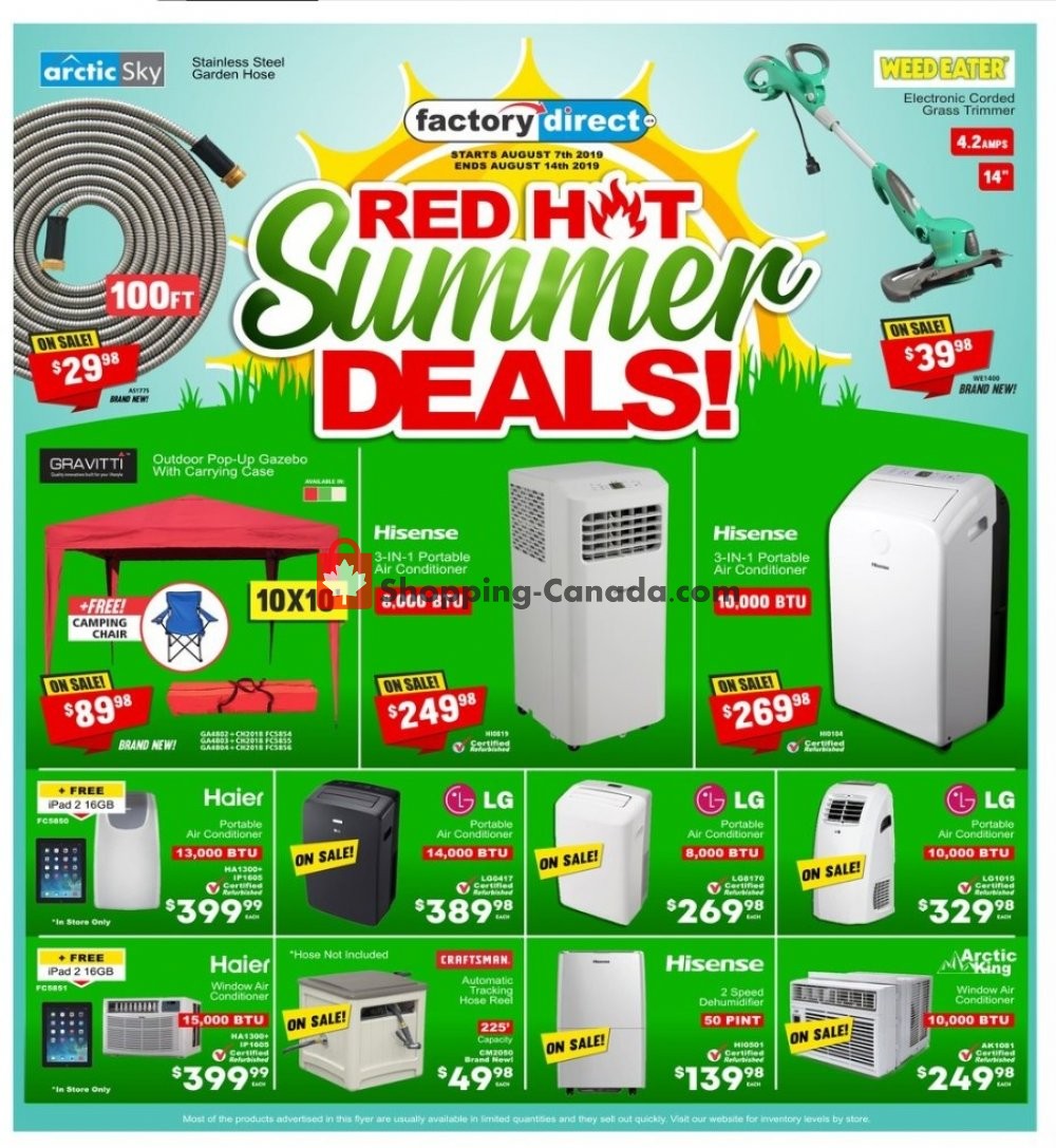 Factorydirect.ca flyer from Wednesday August 7, 2019 to Wednesday August 14, 2019 - page 1
