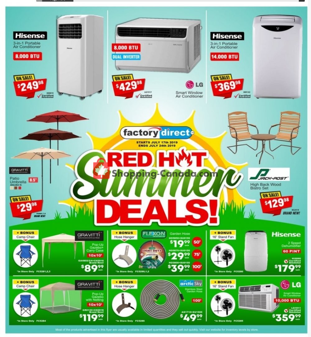 Factorydirect.ca flyer from Wednesday July 17, 2019 to Wednesday July 24, 2019 - page 1
