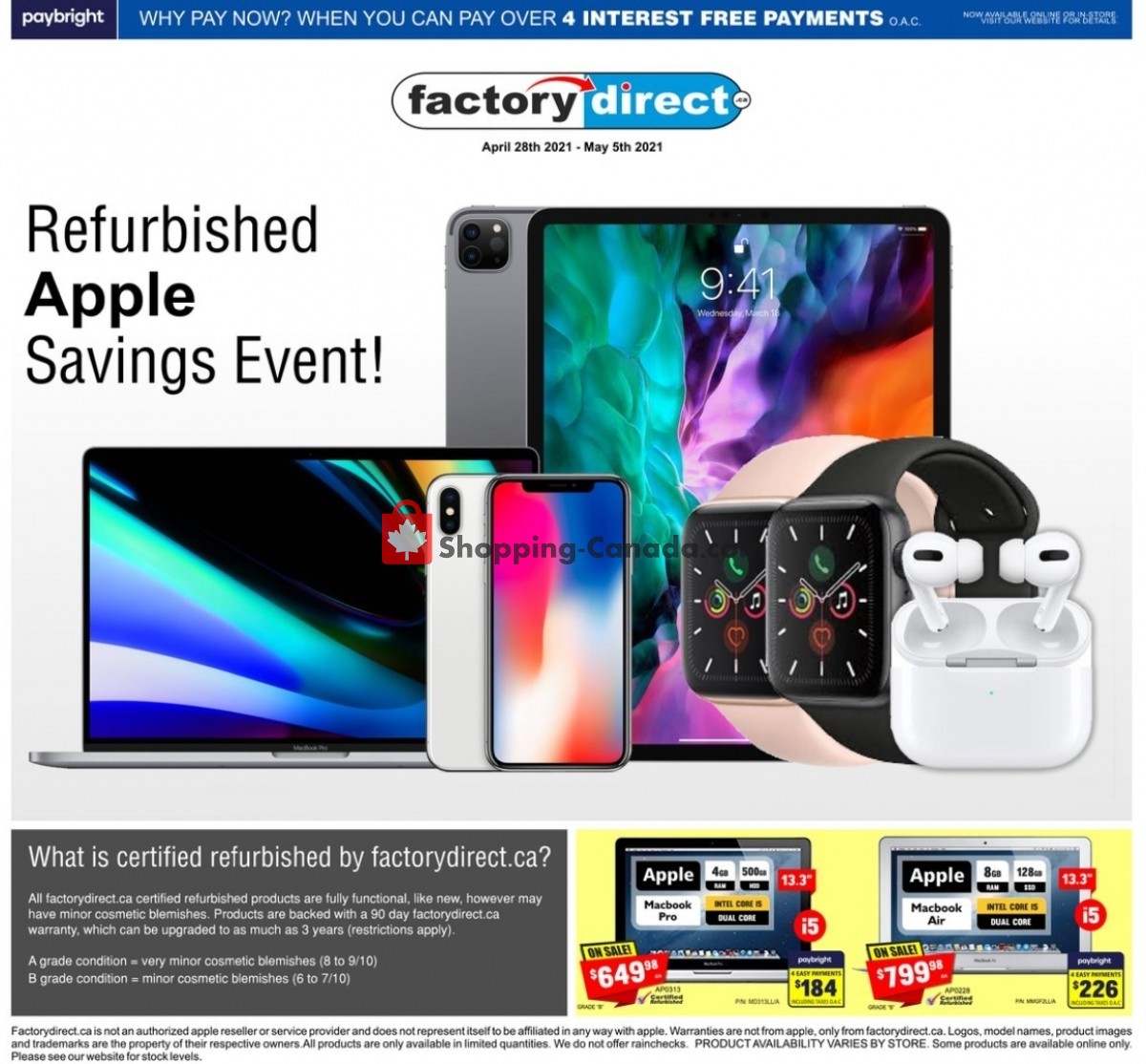 Factorydirect.ca flyer from Wednesday April 28, 2021 to Wednesday May 5, 2021 - page 1