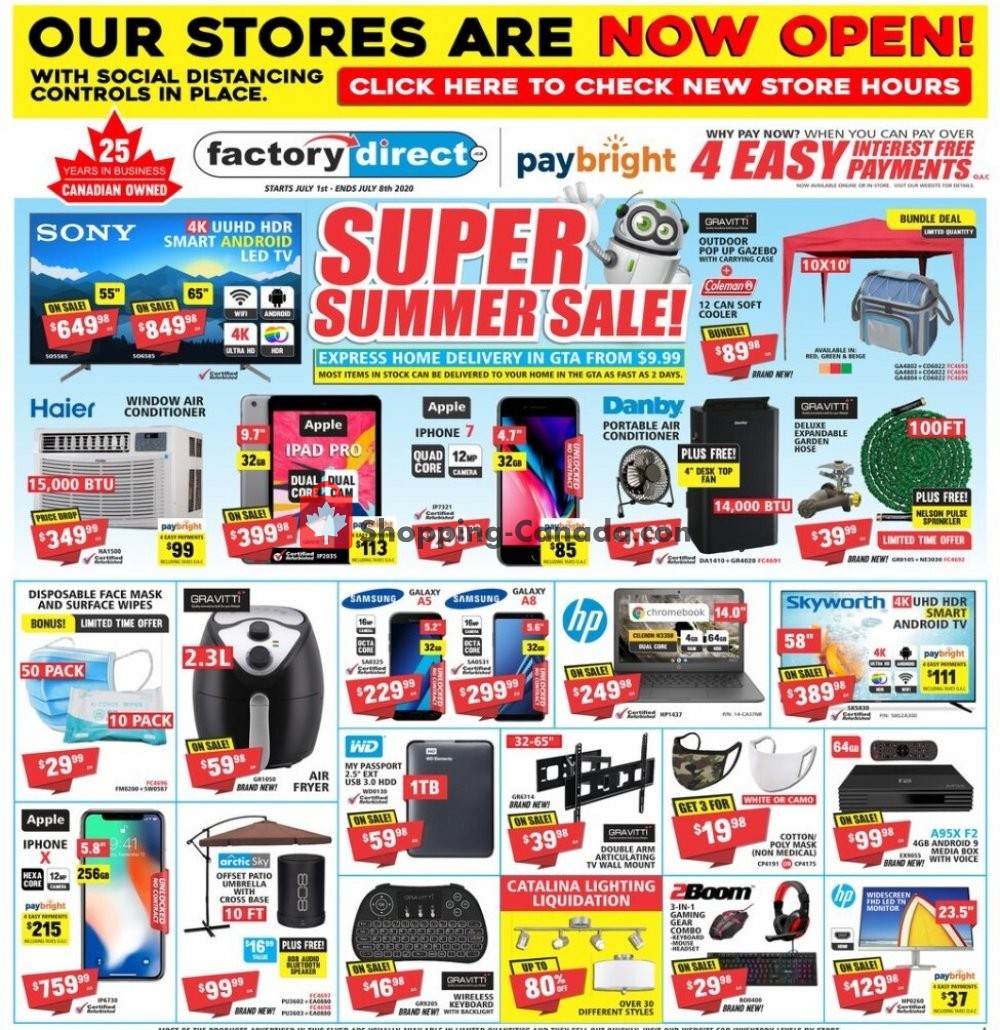 Factorydirect.ca flyer from Wednesday July 1, 2020 to Wednesday July 8, 2020 - page 1