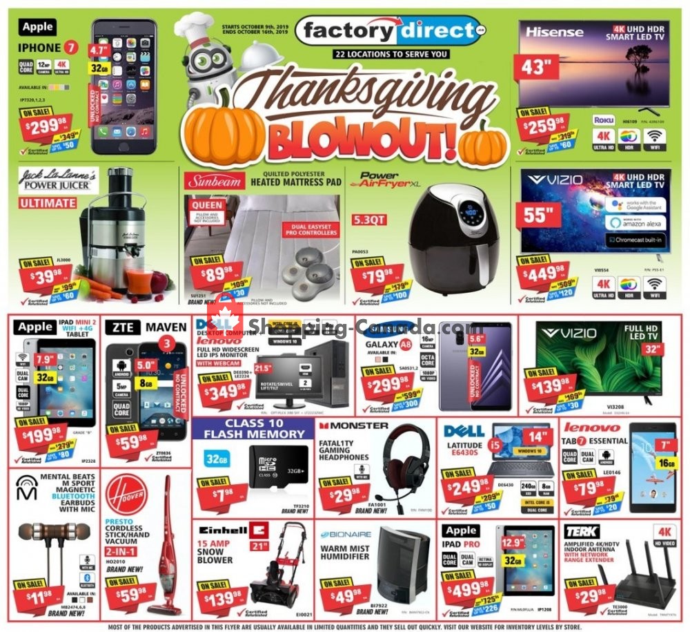 Factorydirect.ca flyer from Wednesday October 9, 2019 to Wednesday October 16, 2019 - page 1