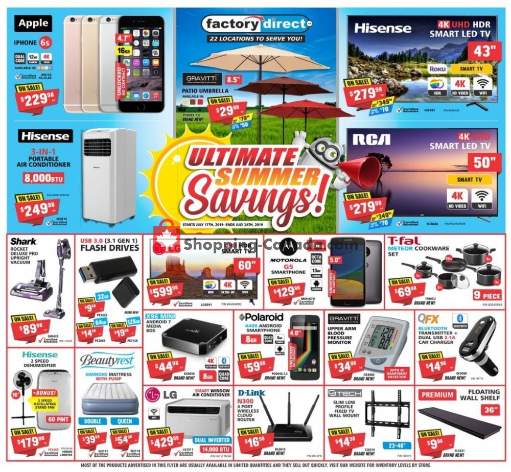 Factorydirect.ca flyer from Wednesday July 17, 2019 to Wednesday July 24, 2019 - page 1