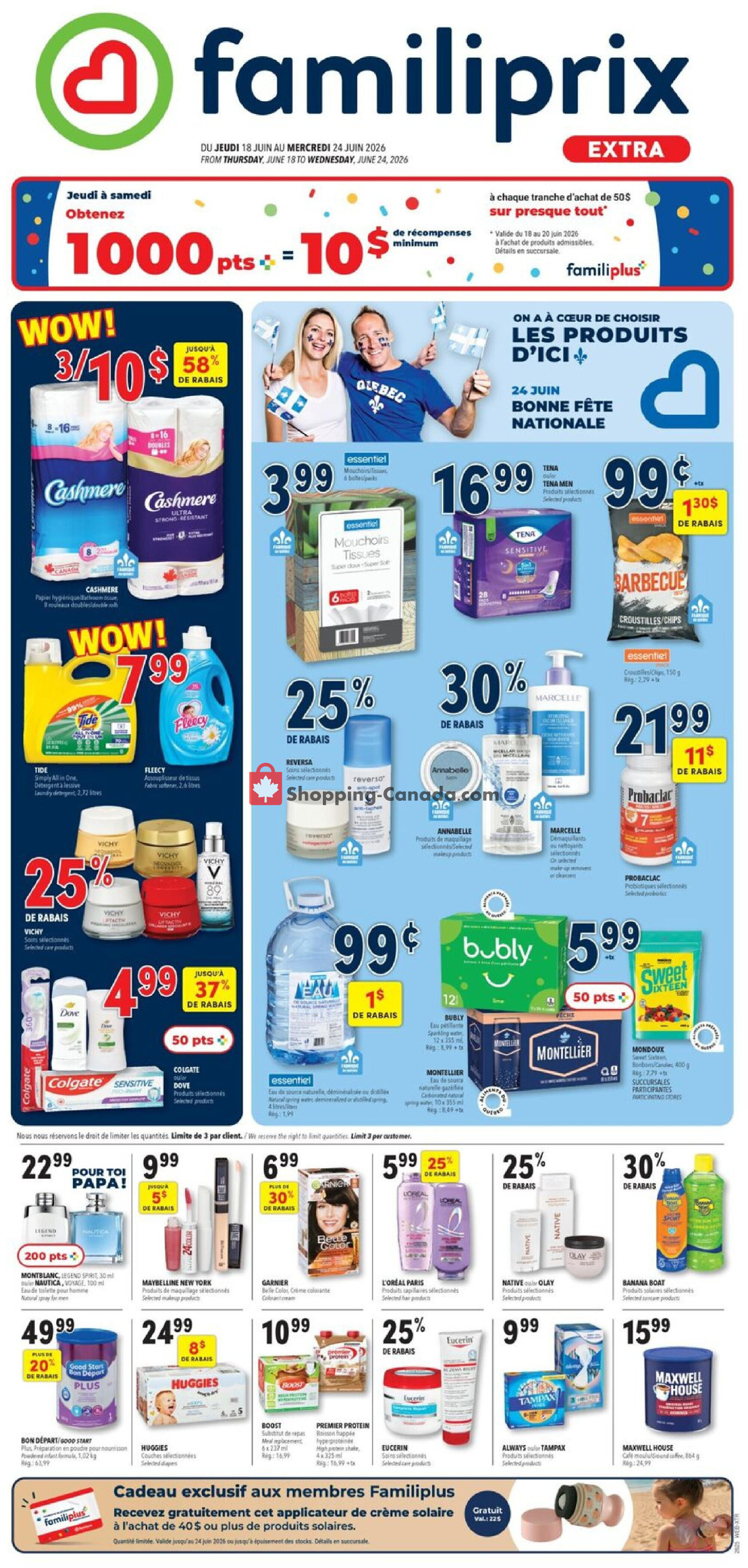 Familiprix flyer from Thursday June 18, 2026 to Wednesday June 24, 2026 - page 1