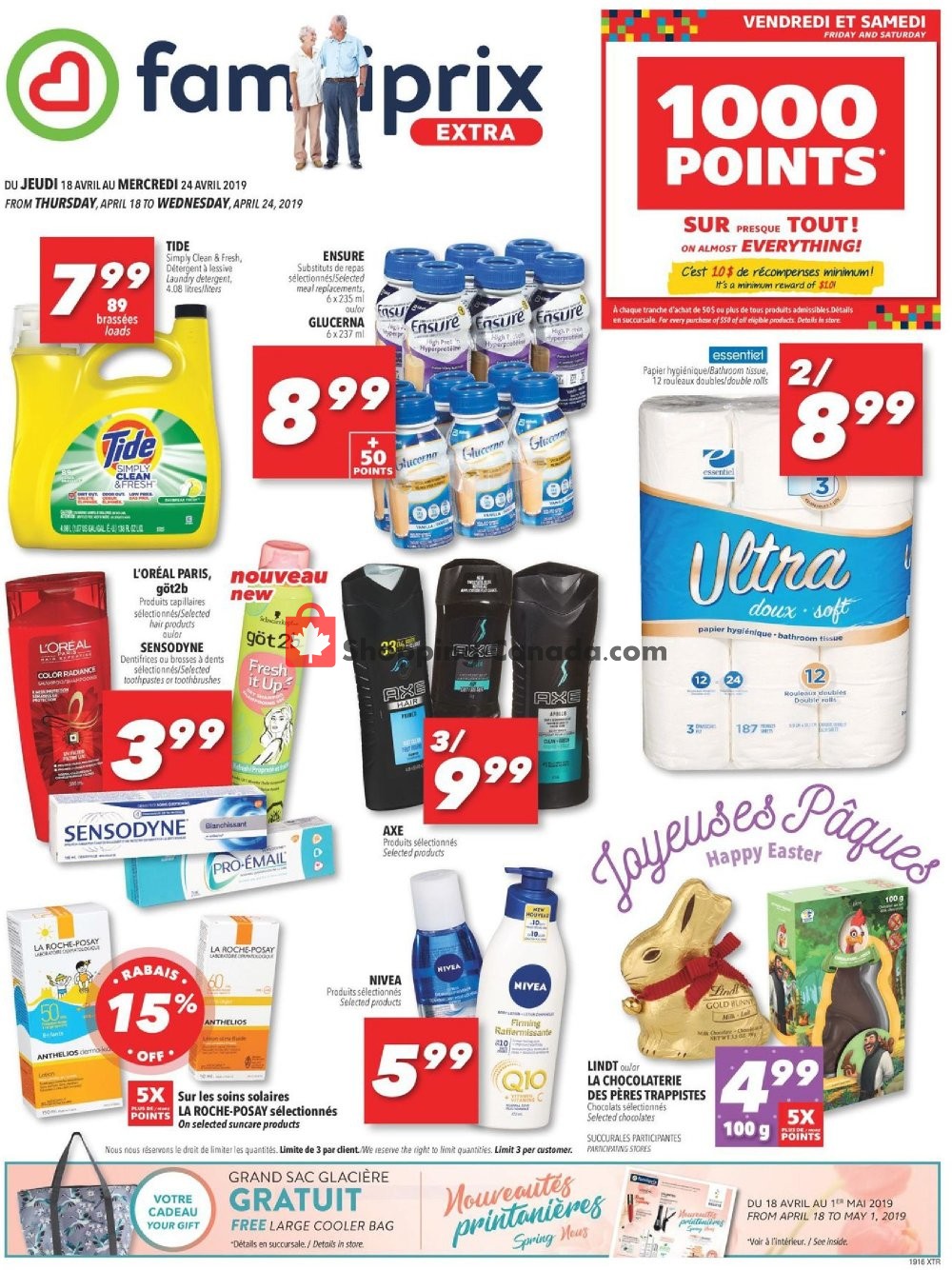 Familiprix flyer from Thursday April 18, 2019 to Wednesday April 24, 2019 - page 1
