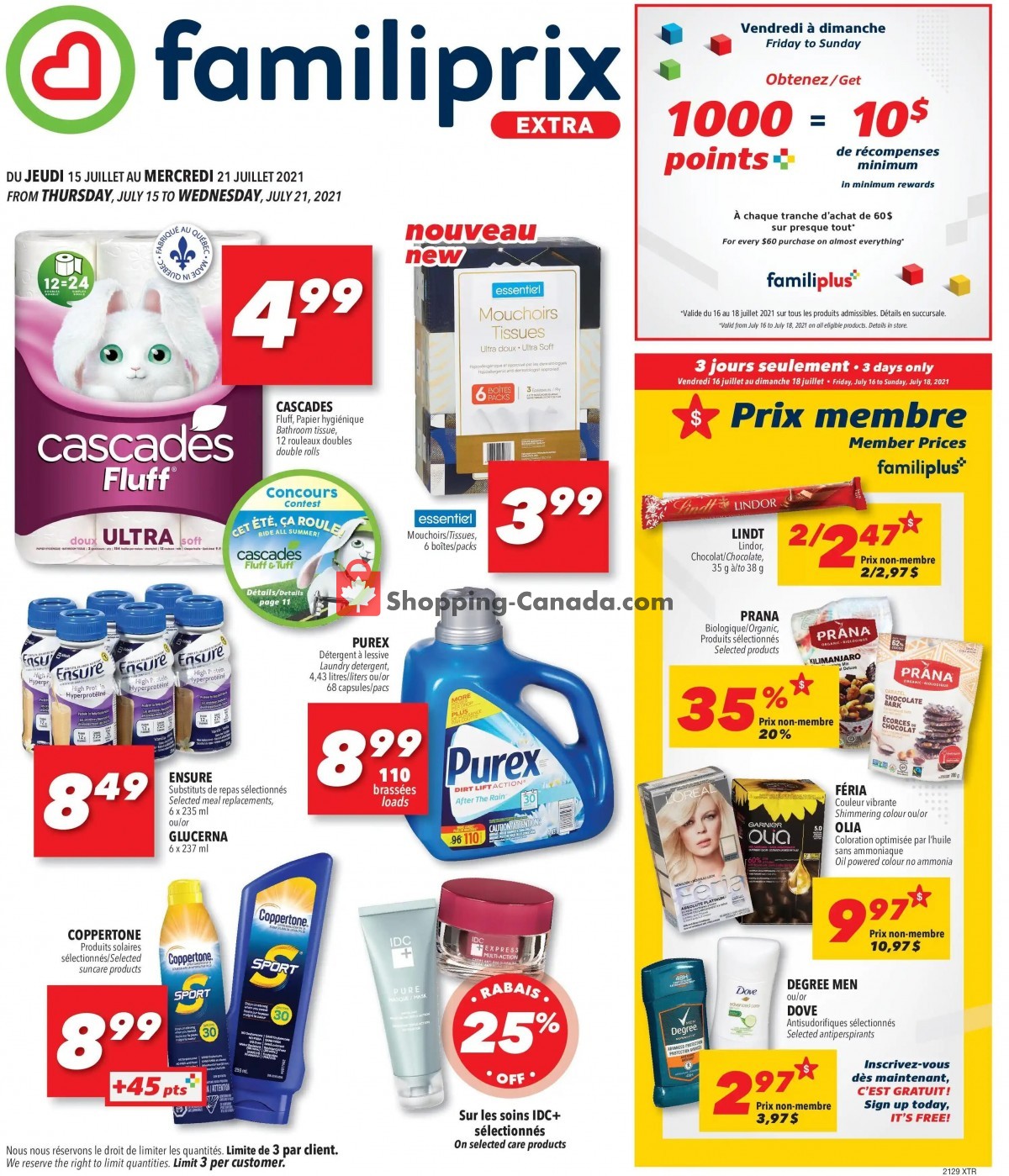 Familiprix flyer from Thursday July 15, 2021 to Wednesday July 21, 2021 - page 1