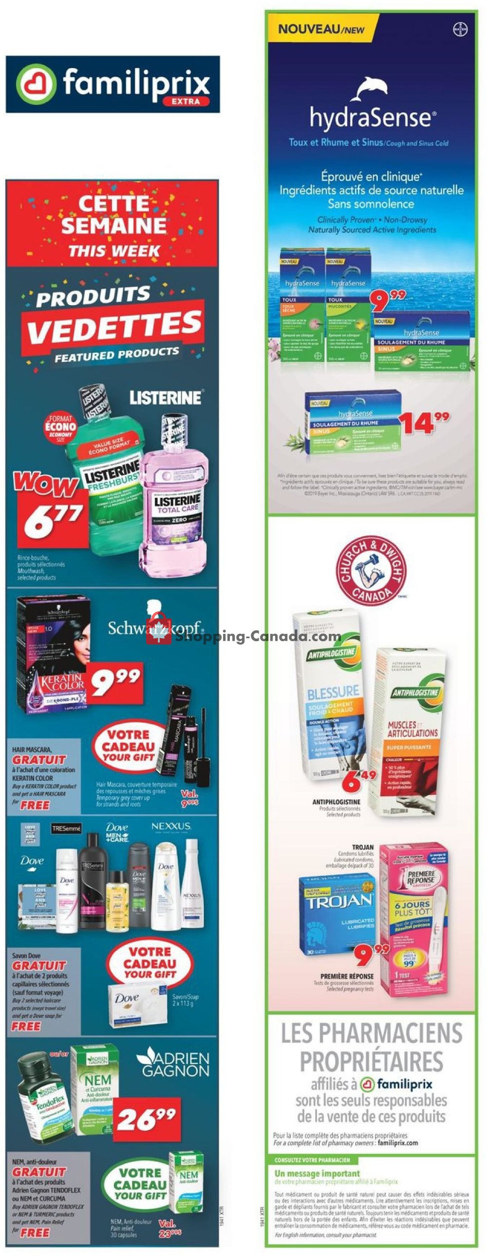 Familiprix flyer from Thursday October 10, 2019 to Wednesday October 16, 2019 - page 1