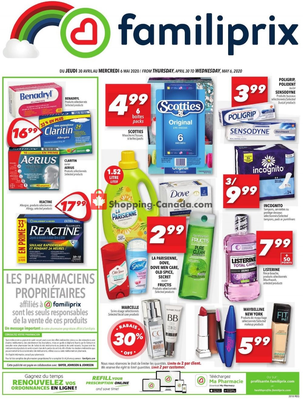 Familiprix flyer from Thursday April 30, 2020 to Wednesday May 6, 2020 - page 1