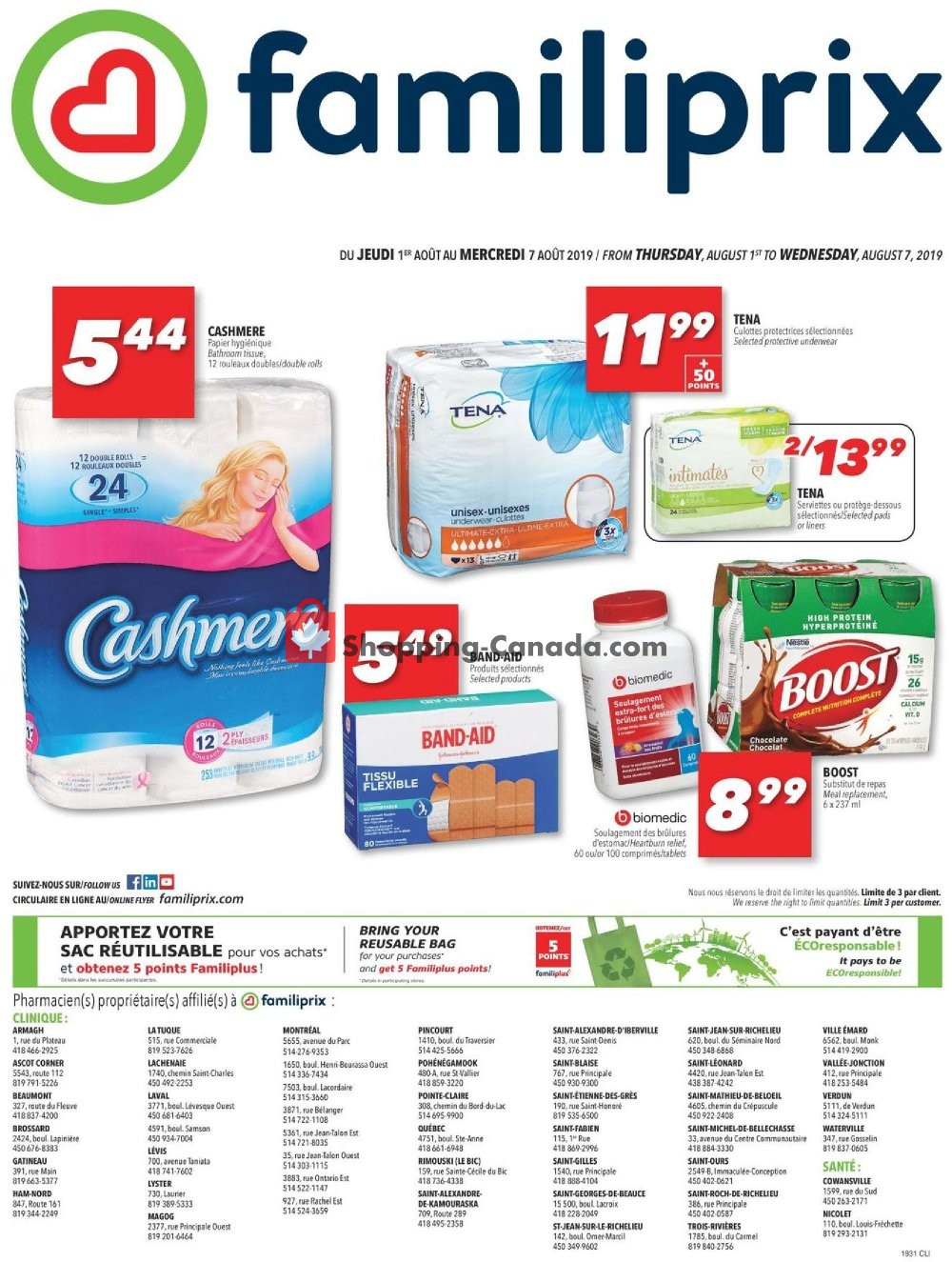 Familiprix flyer from Thursday August 1, 2019 to Wednesday August 7, 2019 - page 1
