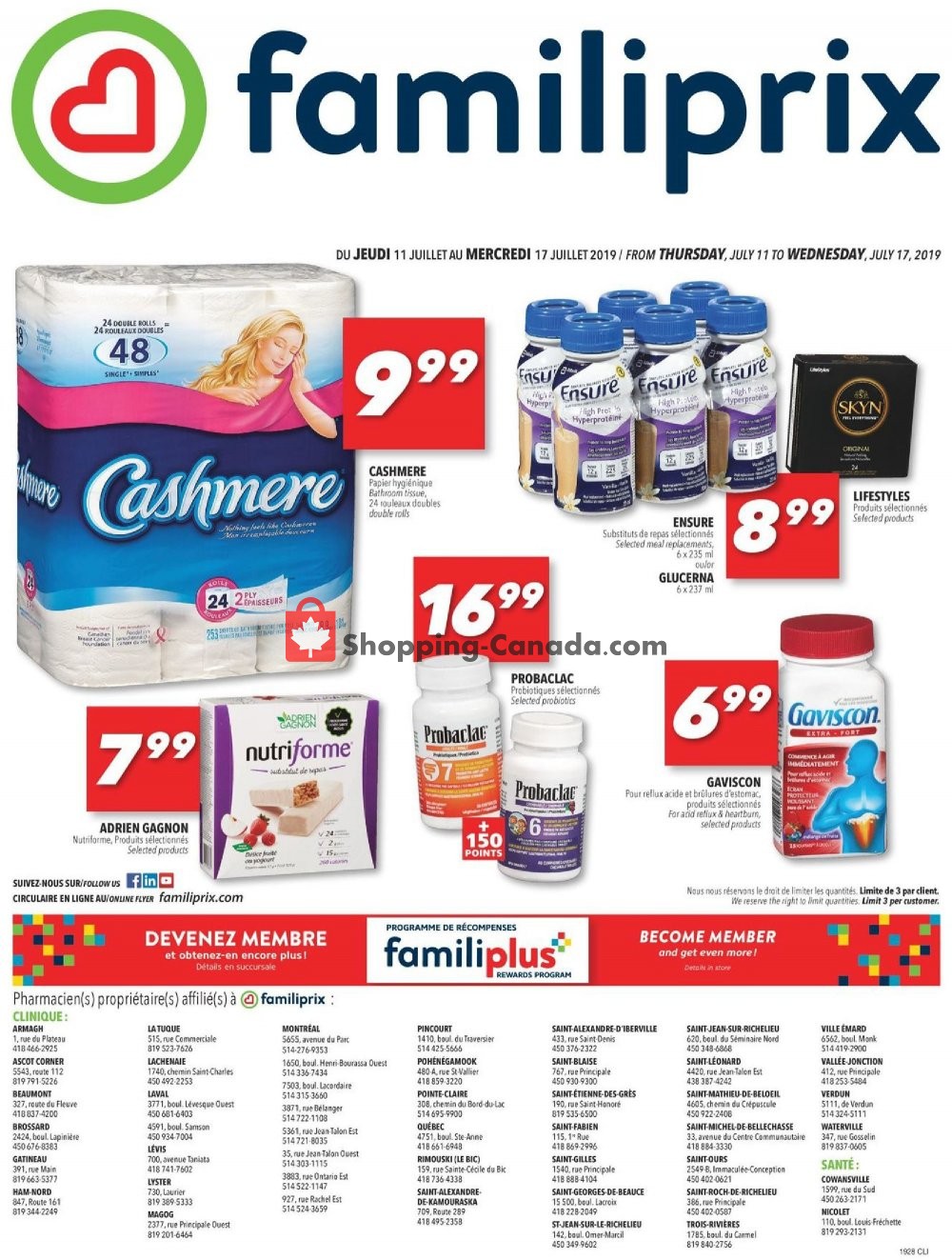 Familiprix flyer from Thursday July 11, 2019 to Wednesday July 17, 2019 - page 1