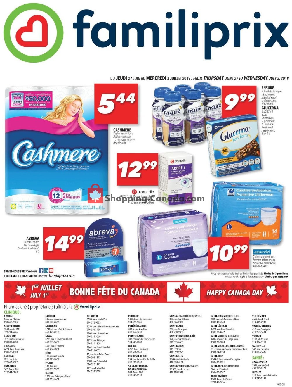 Familiprix flyer from Thursday June 27, 2019 to Wednesday July 3, 2019 - page 1