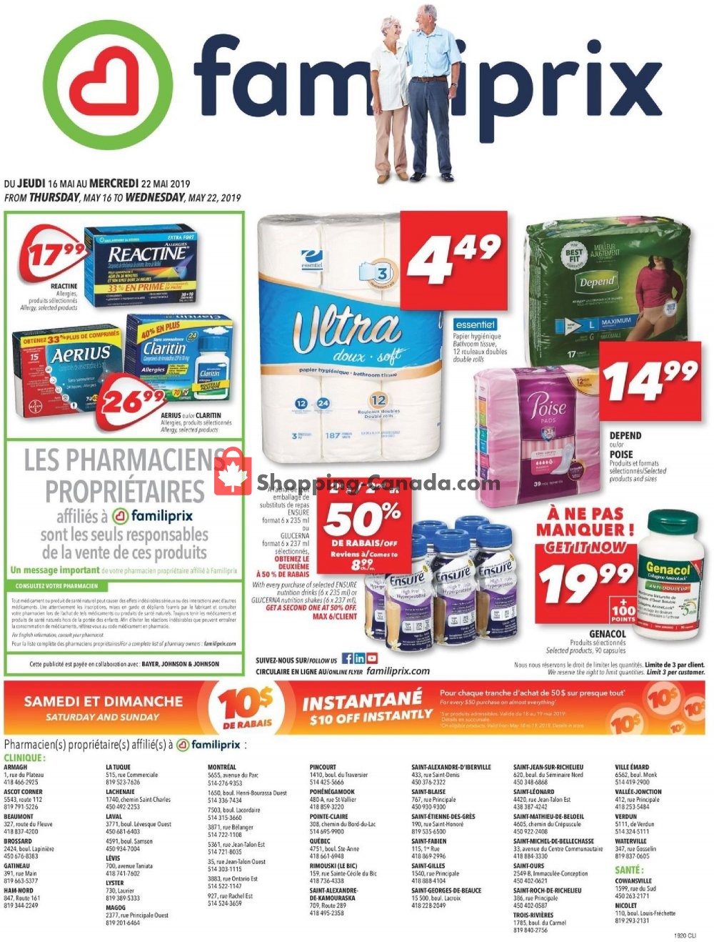 Familiprix flyer from Thursday May 16, 2019 to Wednesday May 22, 2019 - page 1