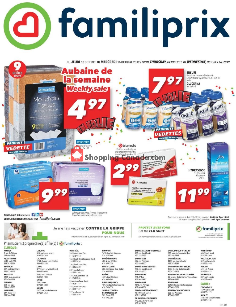 Familiprix flyer from Thursday October 10, 2019 to Wednesday October 16, 2019 - page 1