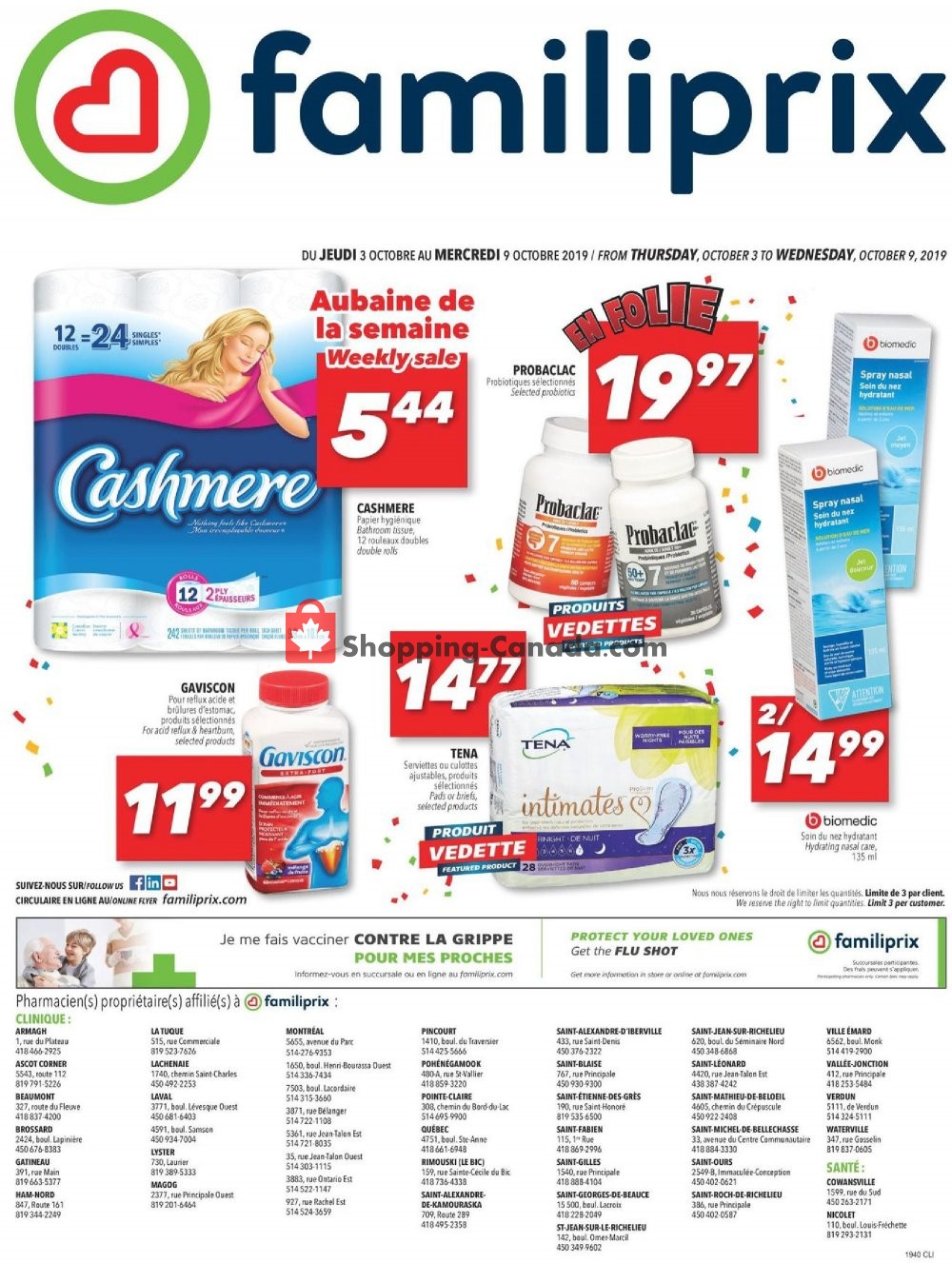 Familiprix flyer from Thursday October 3, 2019 to Wednesday October 9, 2019 - page 1