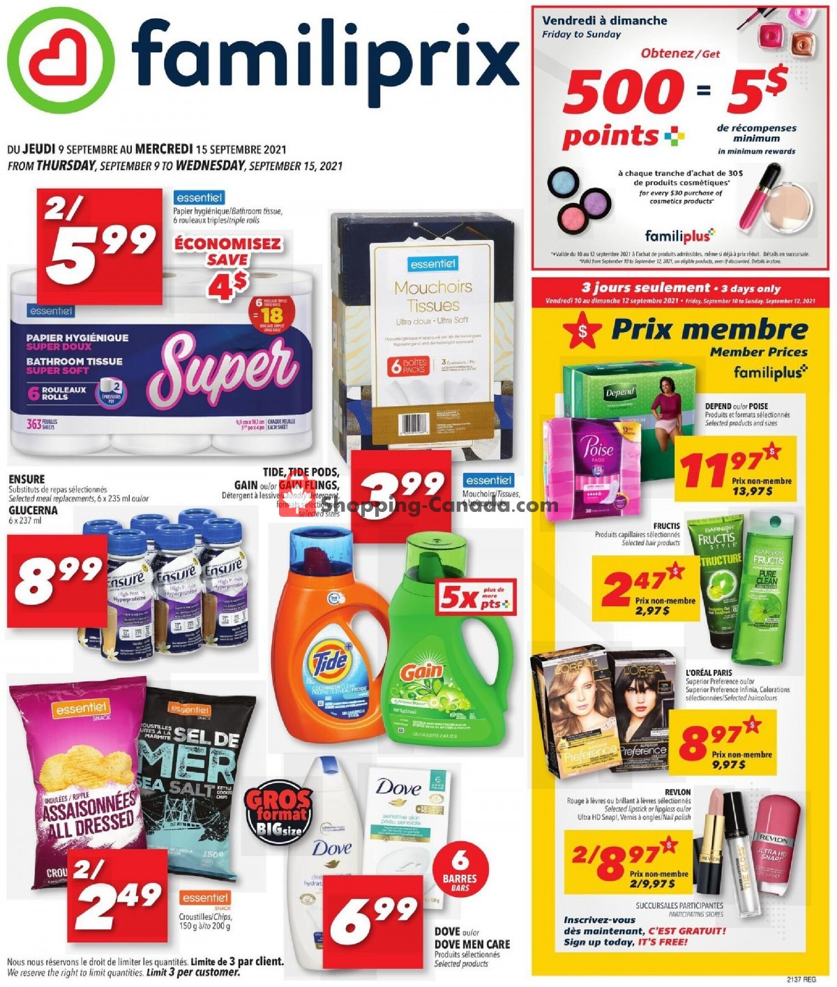 Familiprix flyer from Thursday September 9, 2021 to Wednesday September 15, 2021 - page 1