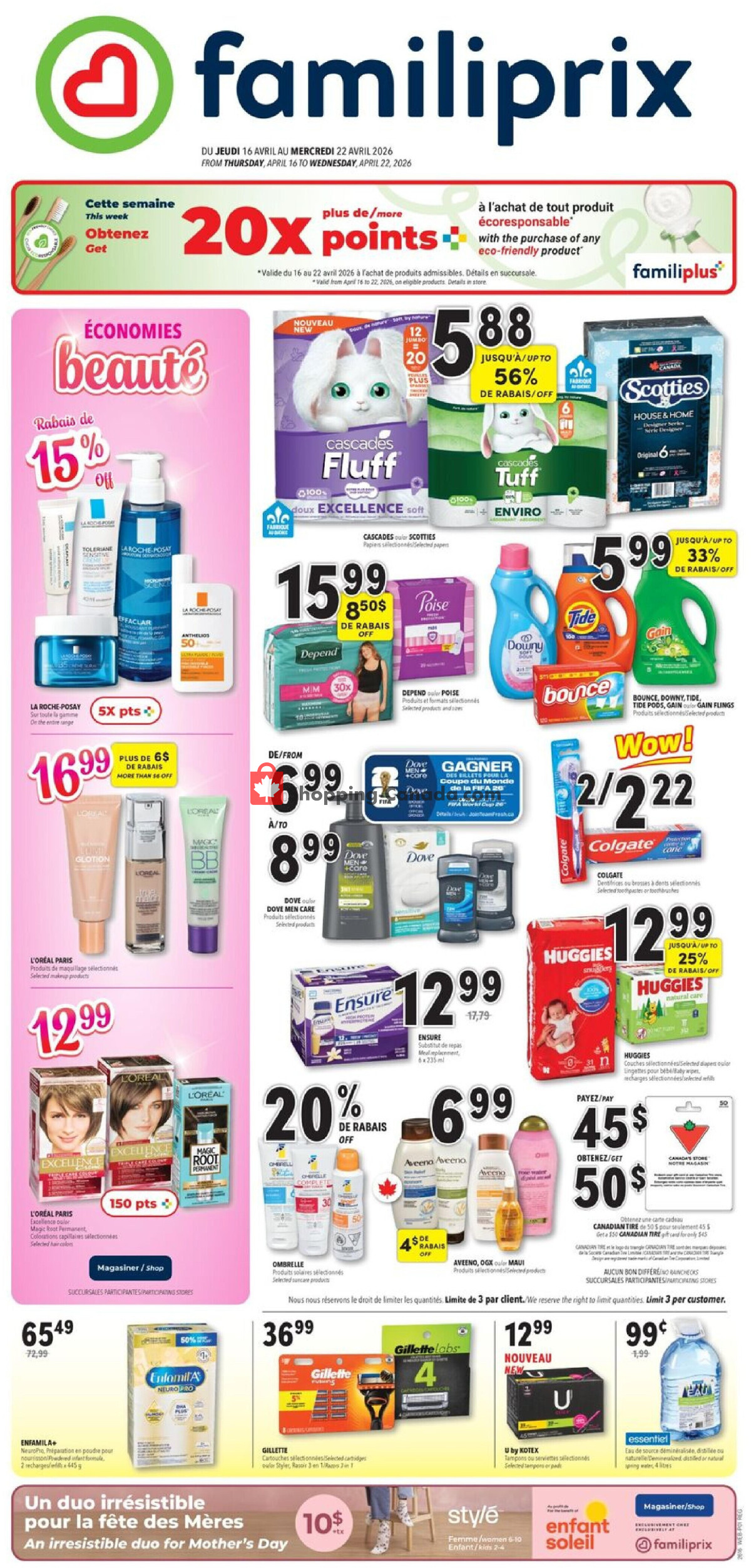 Familiprix flyer from Thursday April 16, 2026 to Wednesday April 22, 2026 - page 1