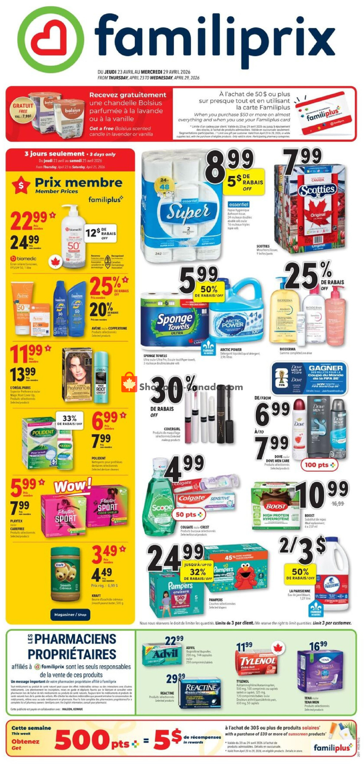 Familiprix flyer from Thursday April 23, 2026 to Wednesday April 29, 2026 - page 1
