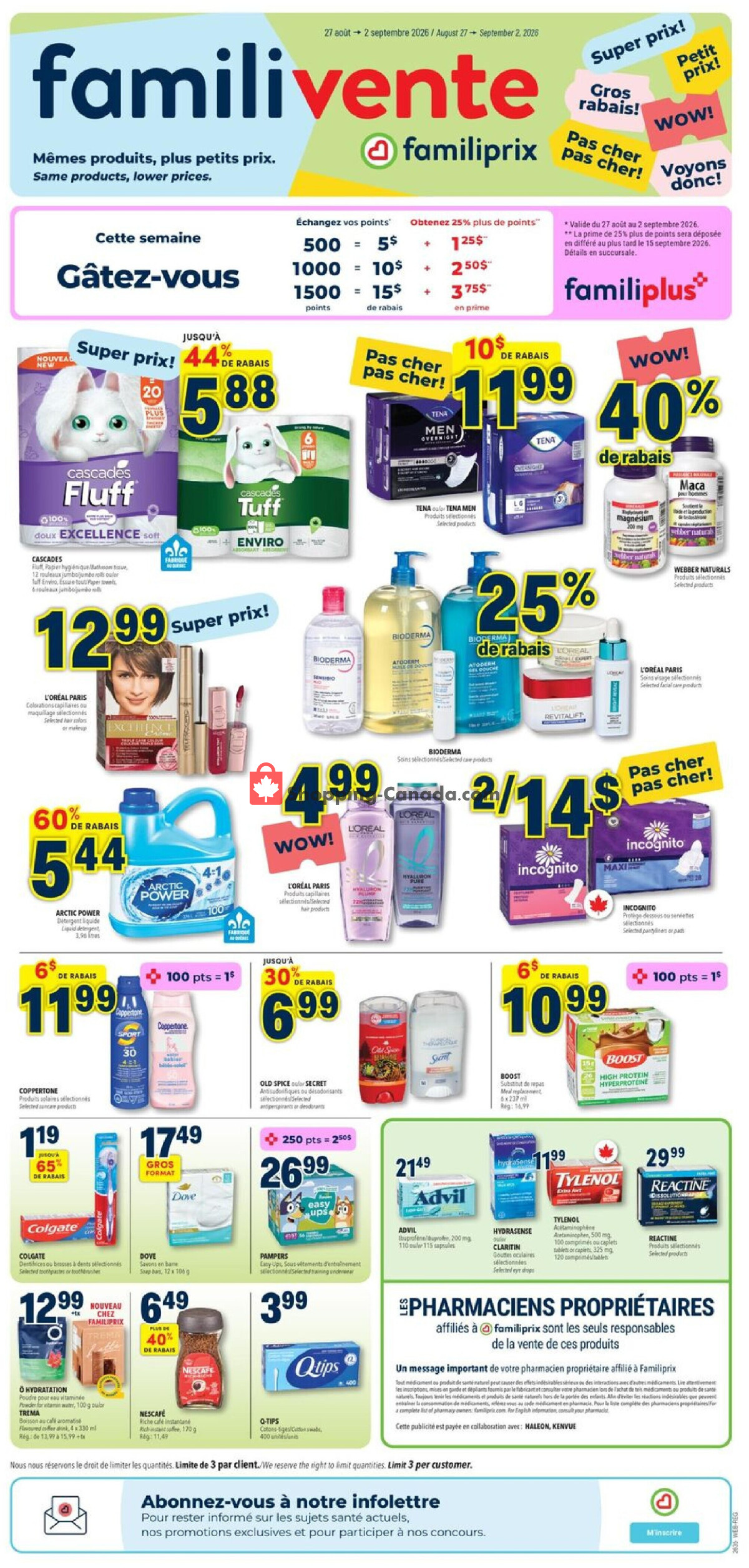 Familiprix flyer from Thursday August 27, 2026 to Wednesday September 2, 2026 - page 1