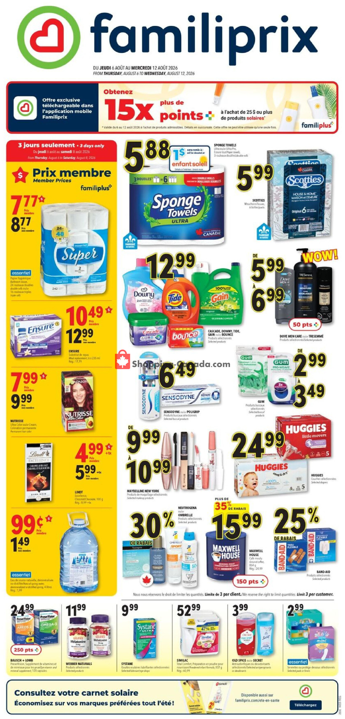 Familiprix flyer from Thursday August 6, 2026 to Wednesday August 12, 2026 - page 1