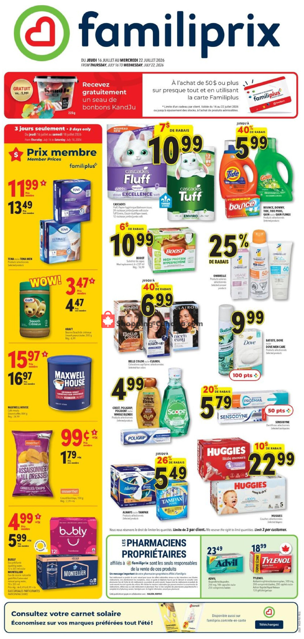 Familiprix flyer from Thursday July 16, 2026 to Wednesday July 22, 2026 - page 1
