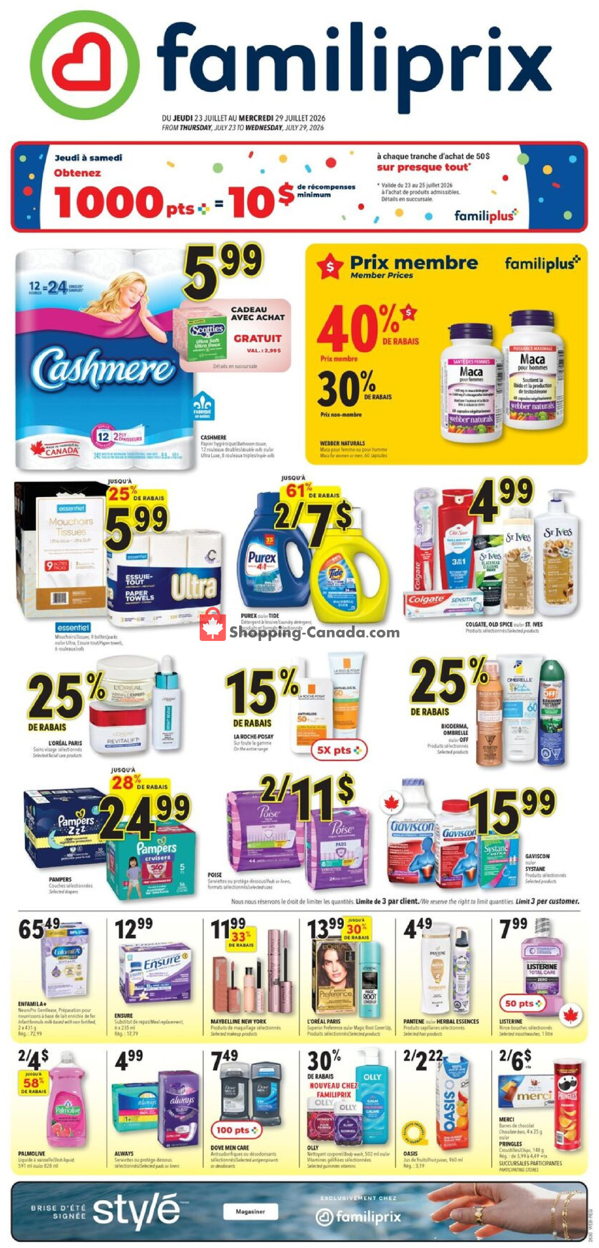 Familiprix flyer from Thursday July 23, 2026 to Wednesday July 29, 2026 - page 1