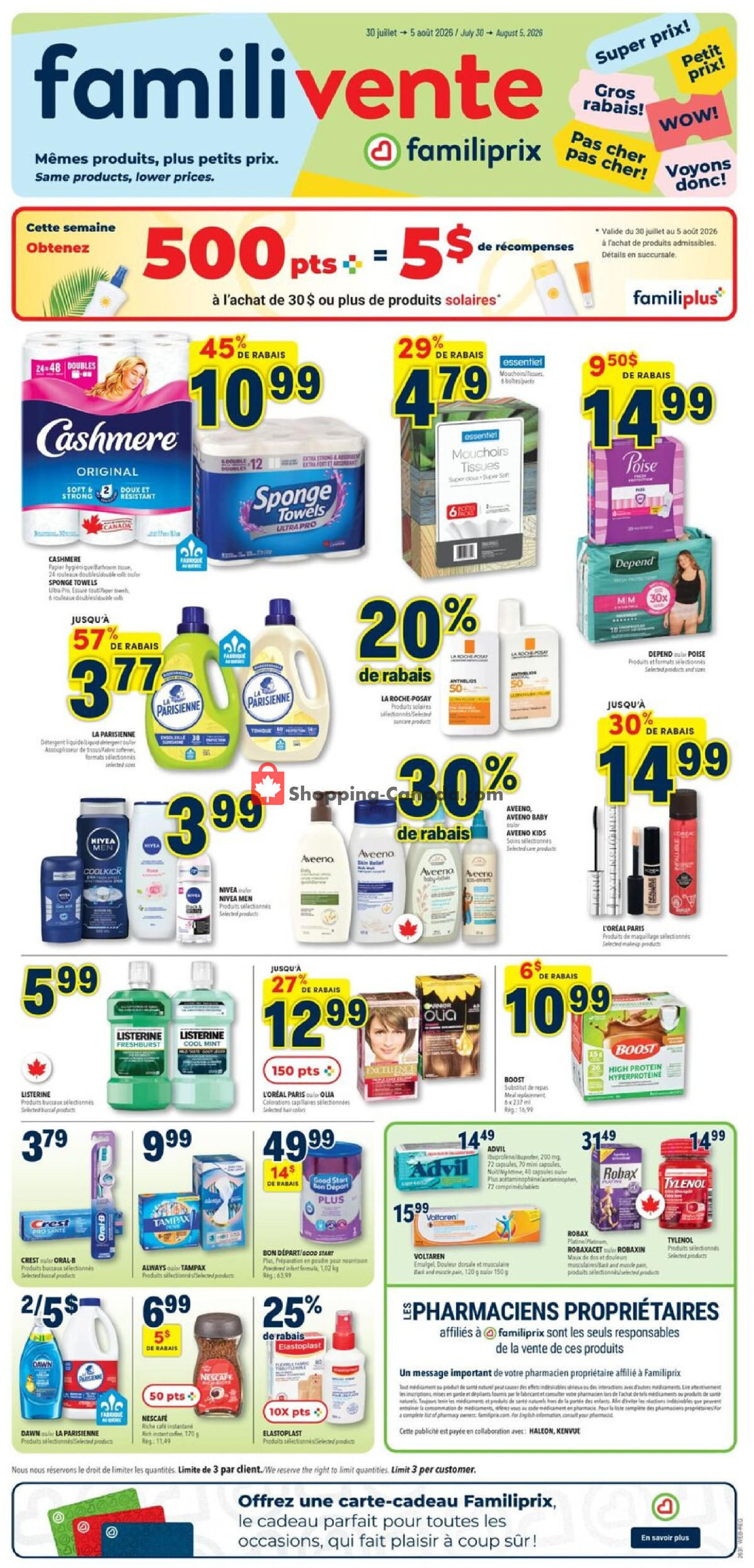 Familiprix flyer from Thursday July 30, 2026 to Wednesday August 5, 2026 - page 1