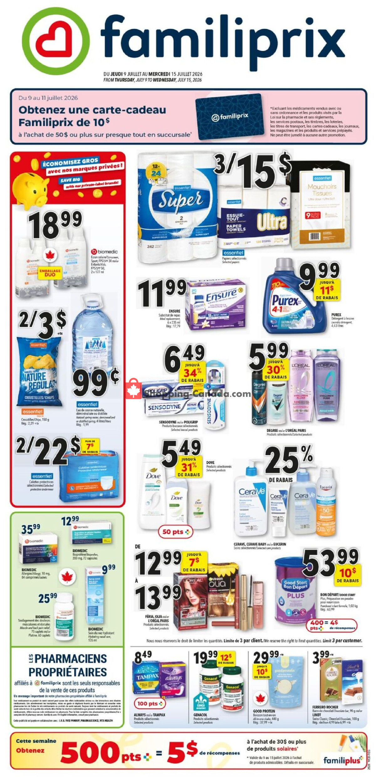 Familiprix flyer from Thursday July 9, 2026 to Wednesday July 15, 2026 - page 1