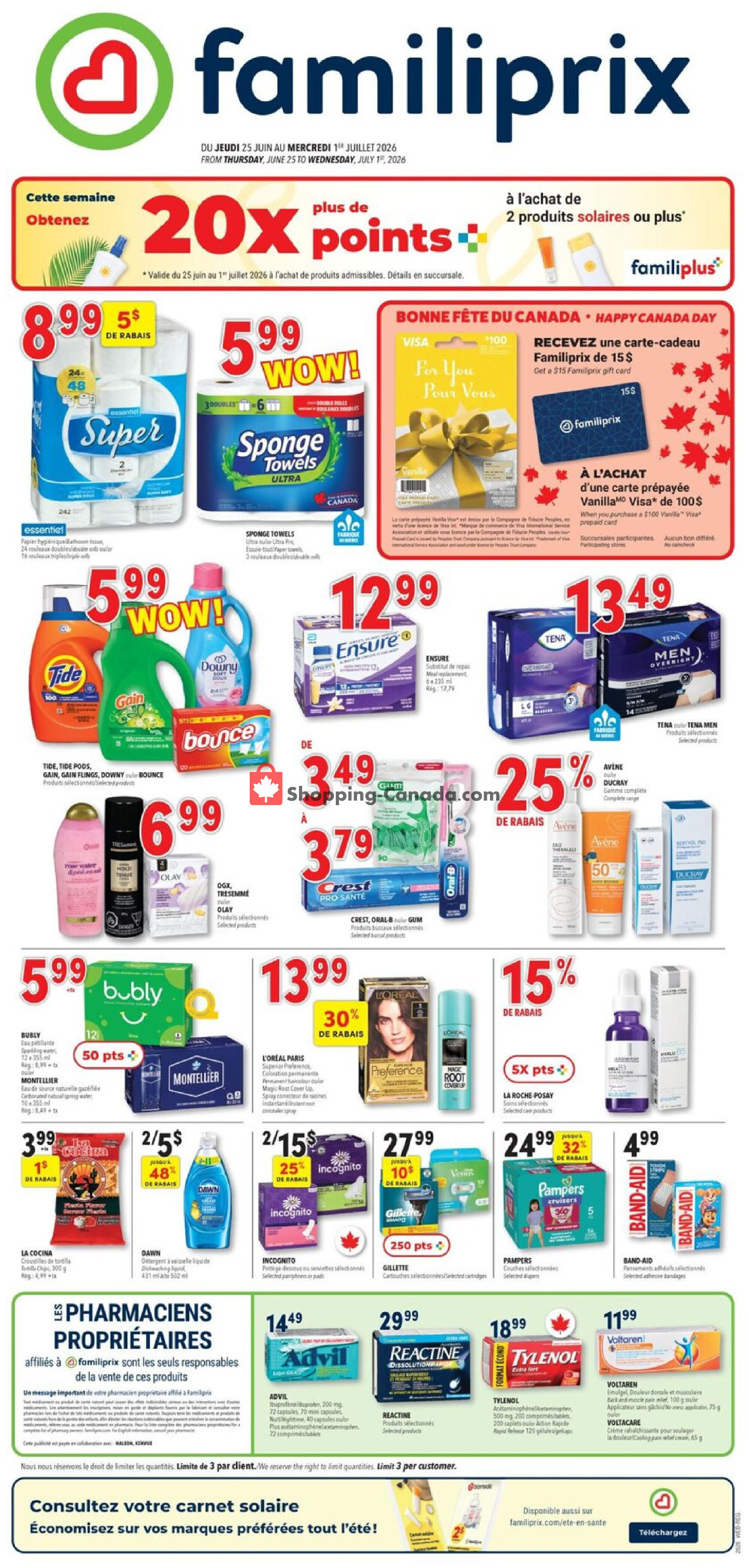 Familiprix flyer from Thursday June 25, 2026 to Wednesday July 1, 2026 - page 1