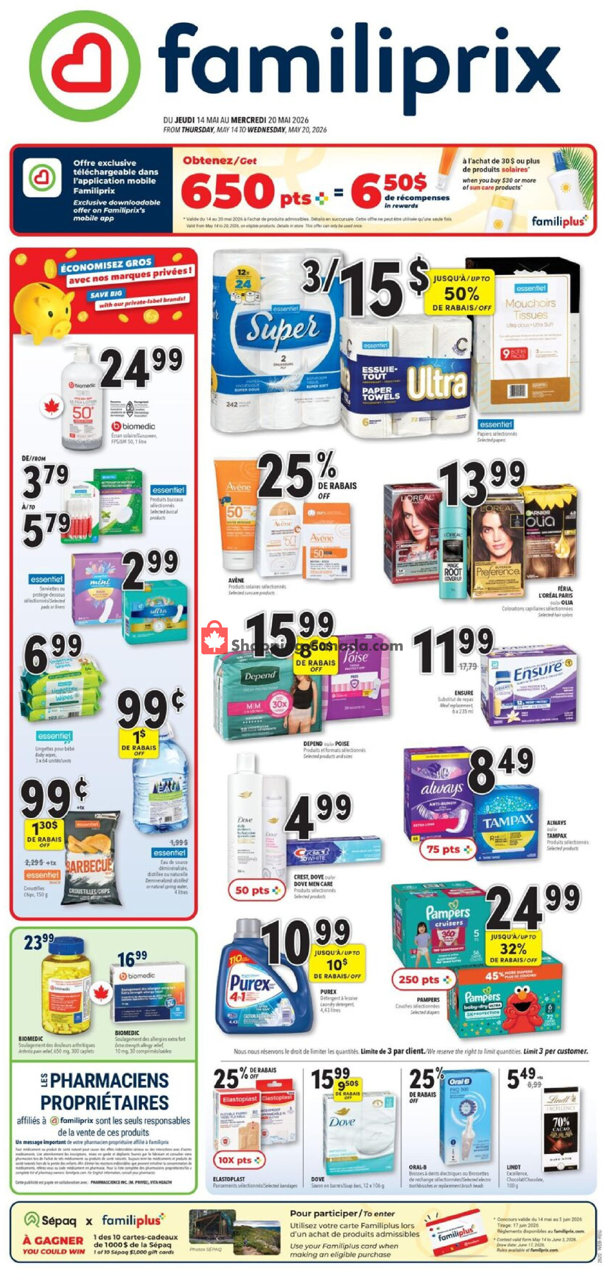 Familiprix flyer from Thursday May 14, 2026 to Wednesday May 20, 2026 - page 1