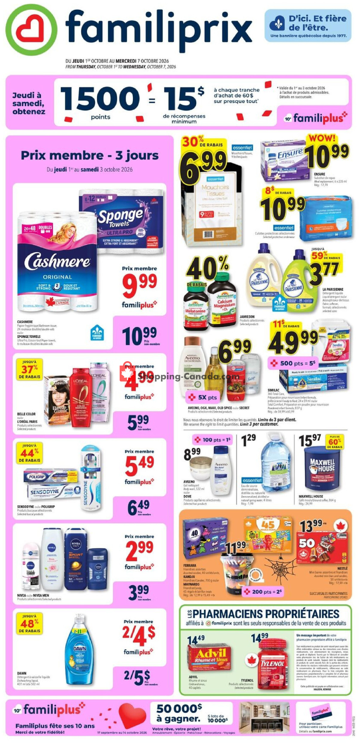 Familiprix flyer from Thursday October 1, 2026 to Wednesday October 7, 2026 - page 1