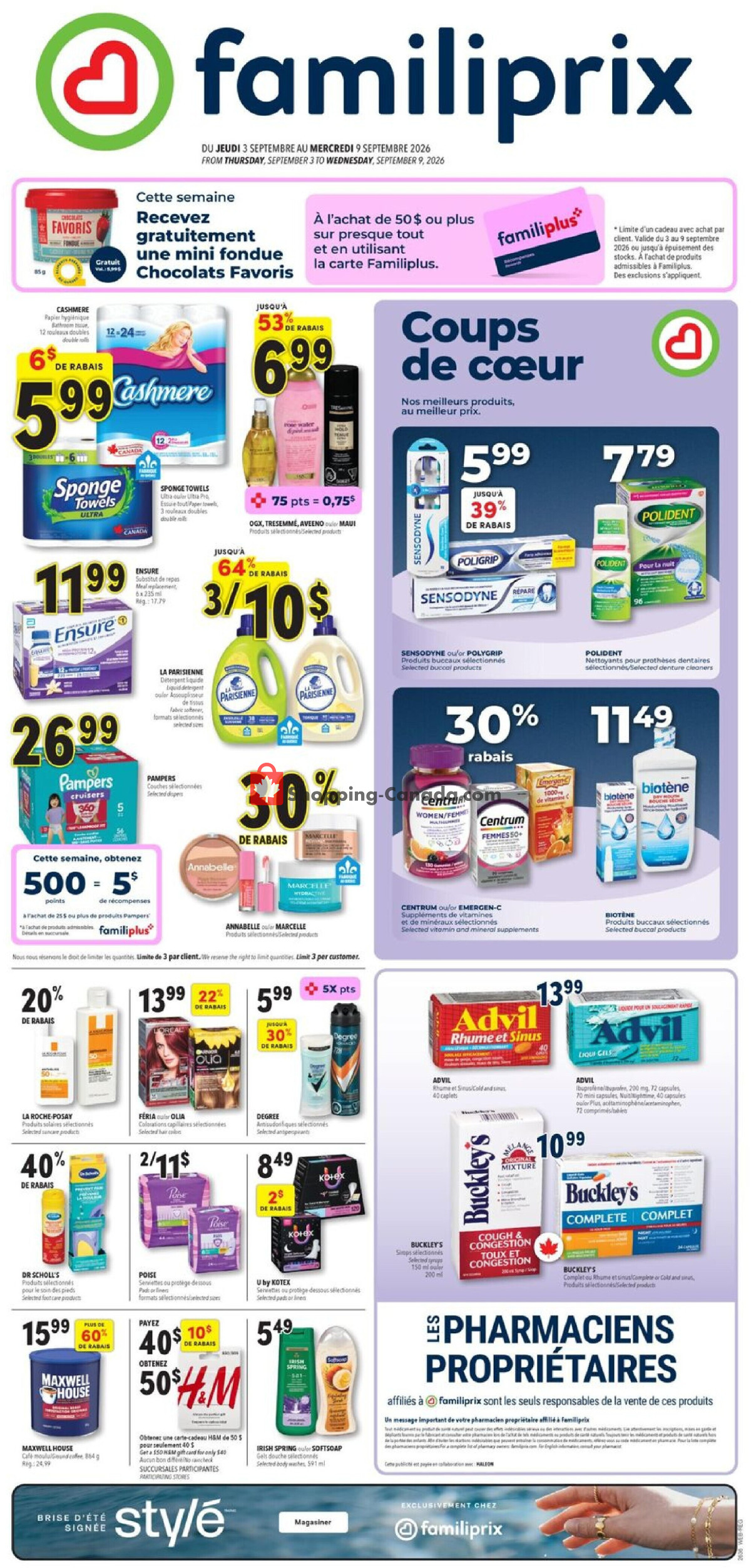 Familiprix flyer from Thursday September 3, 2026 to Wednesday September 9, 2026 - page 1