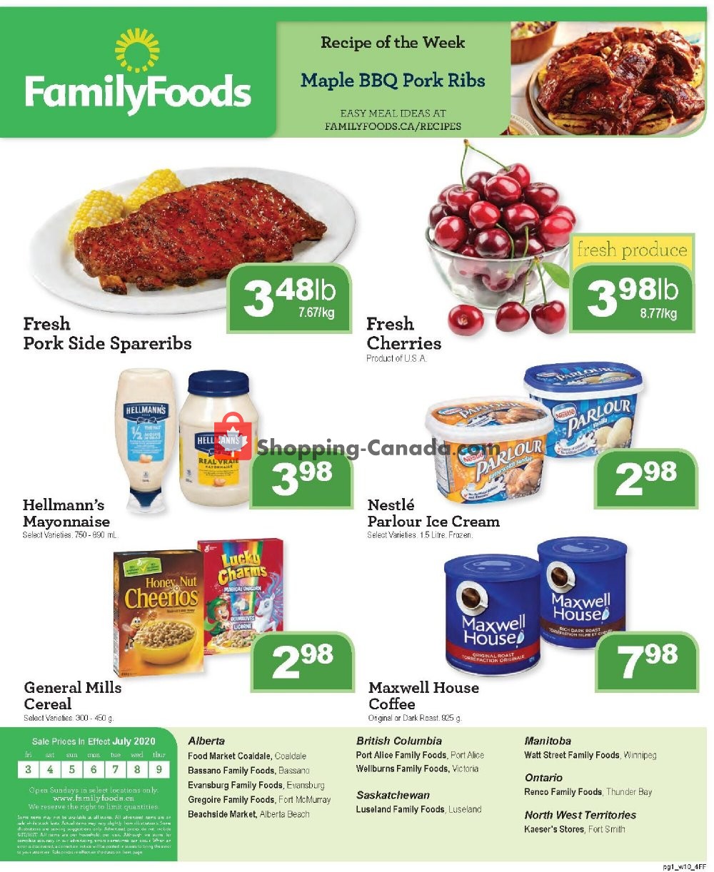 Family Foods flyer from Friday July 3, 2020 to Thursday July 9, 2020 - page 1
