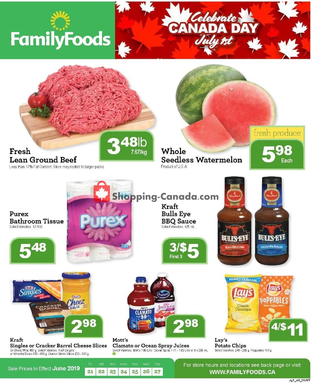 Family Foods flyer from Friday June 21, 2019 to Thursday June 27, 2019 - page 1