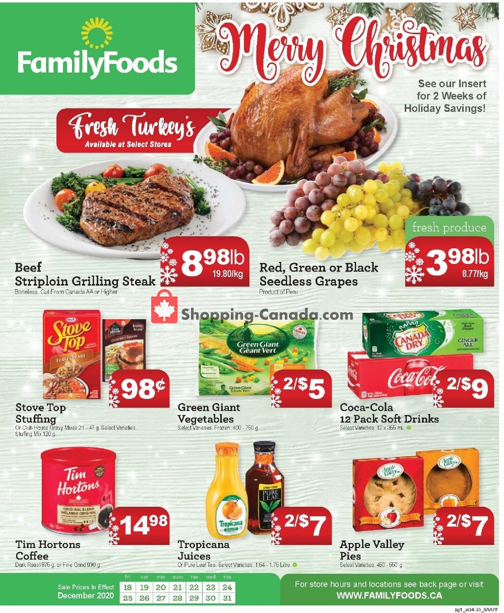 Family Foods flyer from Friday December 18, 2020 to Thursday December 31, 2020 - page 1