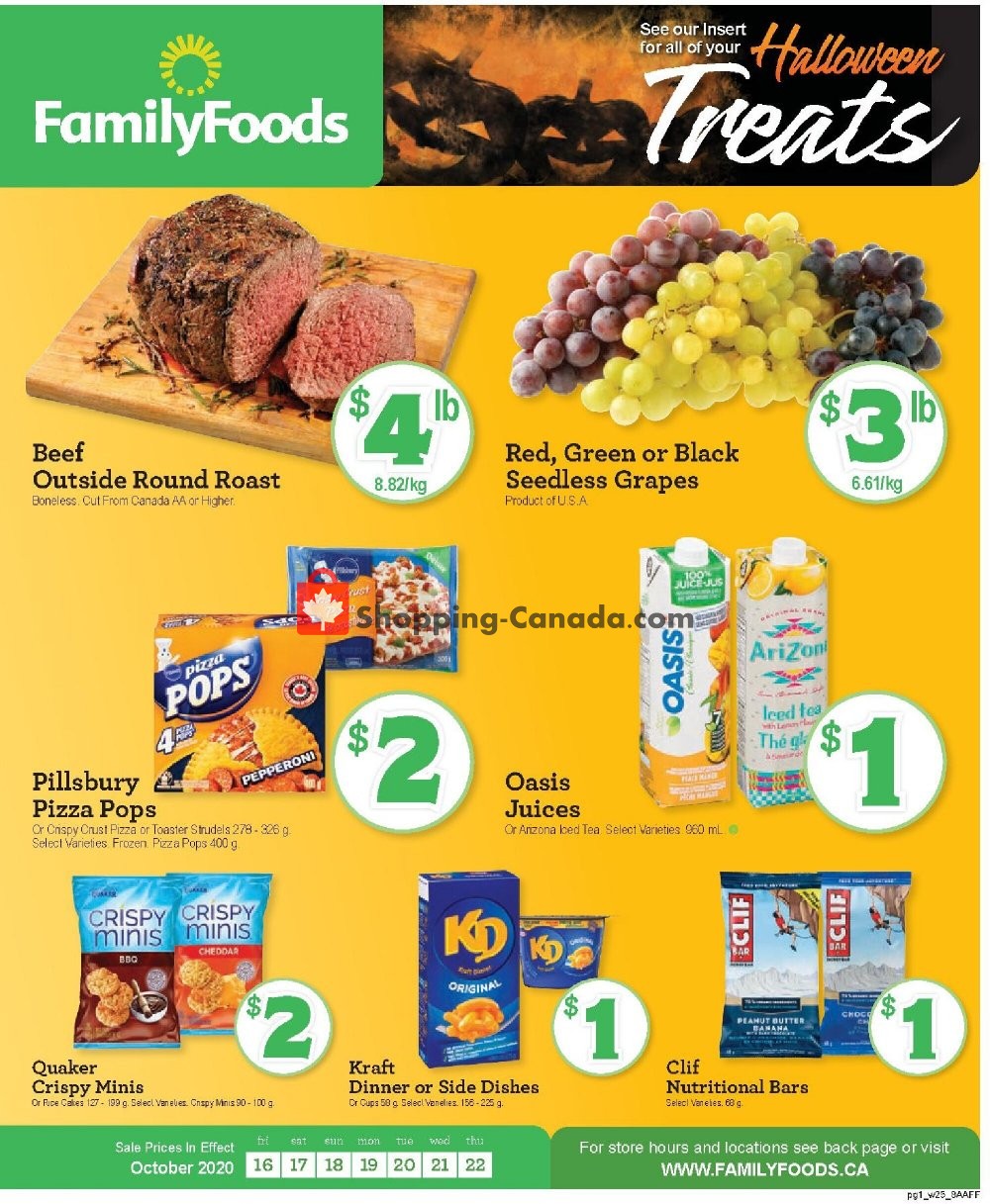 Family Foods flyer from Friday October 16, 2020 to Thursday October 22, 2020 - page 1
